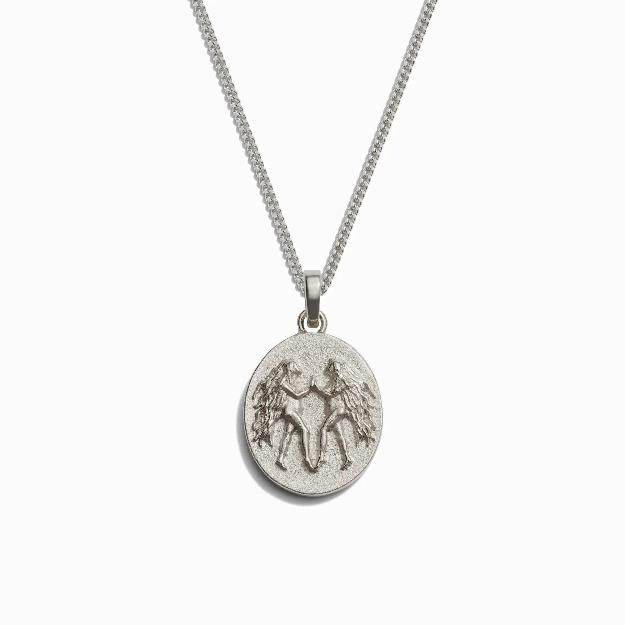 Awe Inspired - Men's Zodiac Necklace - 925 Sterling Silver Gemini 22" Cuban Chain