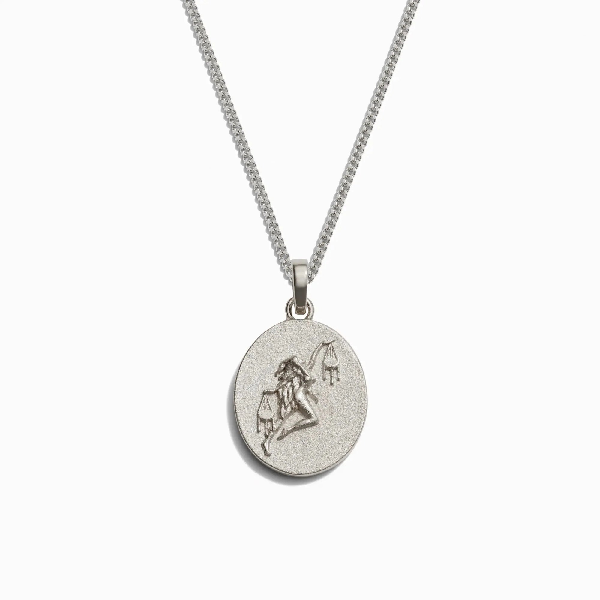 Awe Inspired - Men's Zodiac Necklace - 925 Sterling Silver Libra 22" Cuban Chain