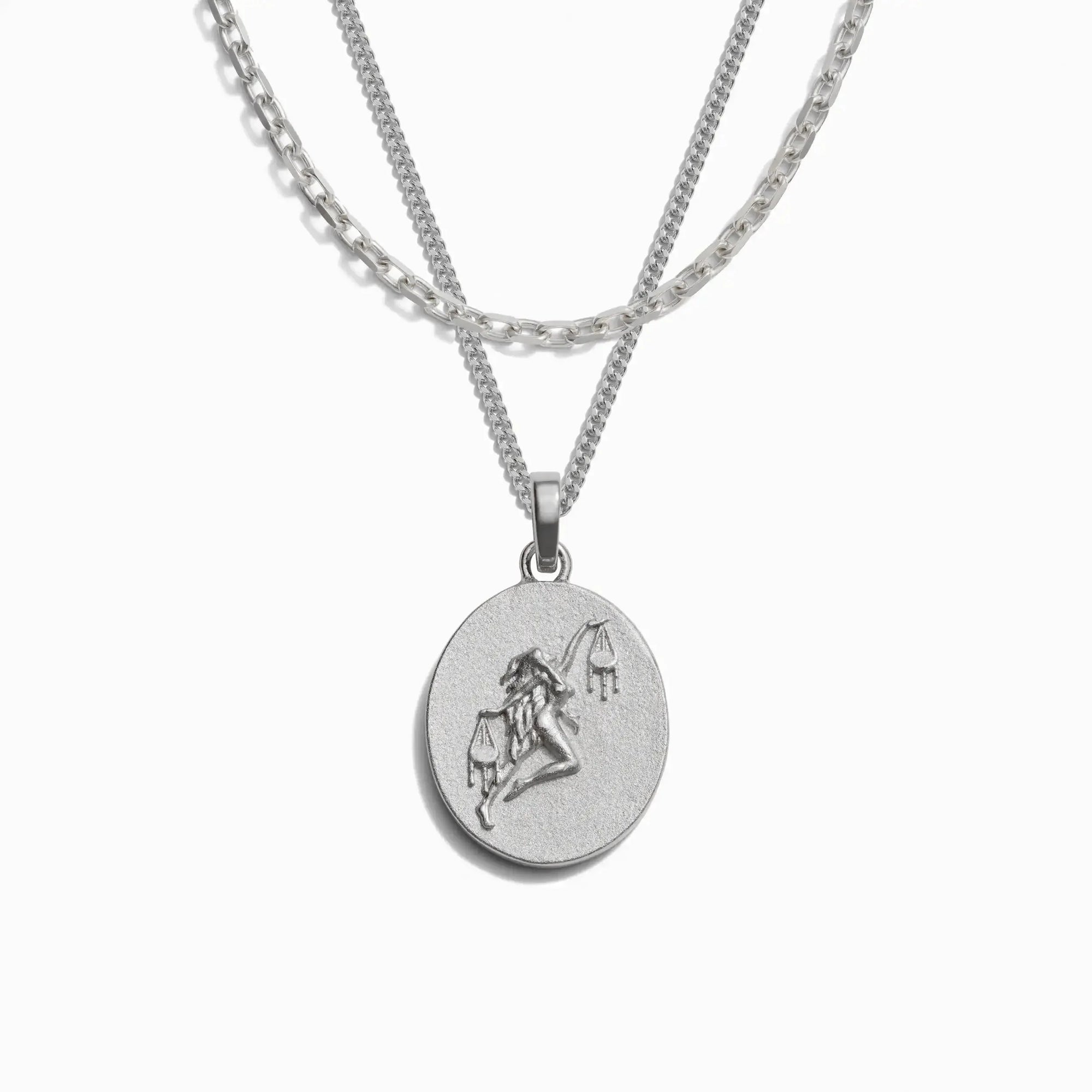 Awe Inspired - Men's Zodiac Goddess Amulet Set - 925 Sterling Silver Libra