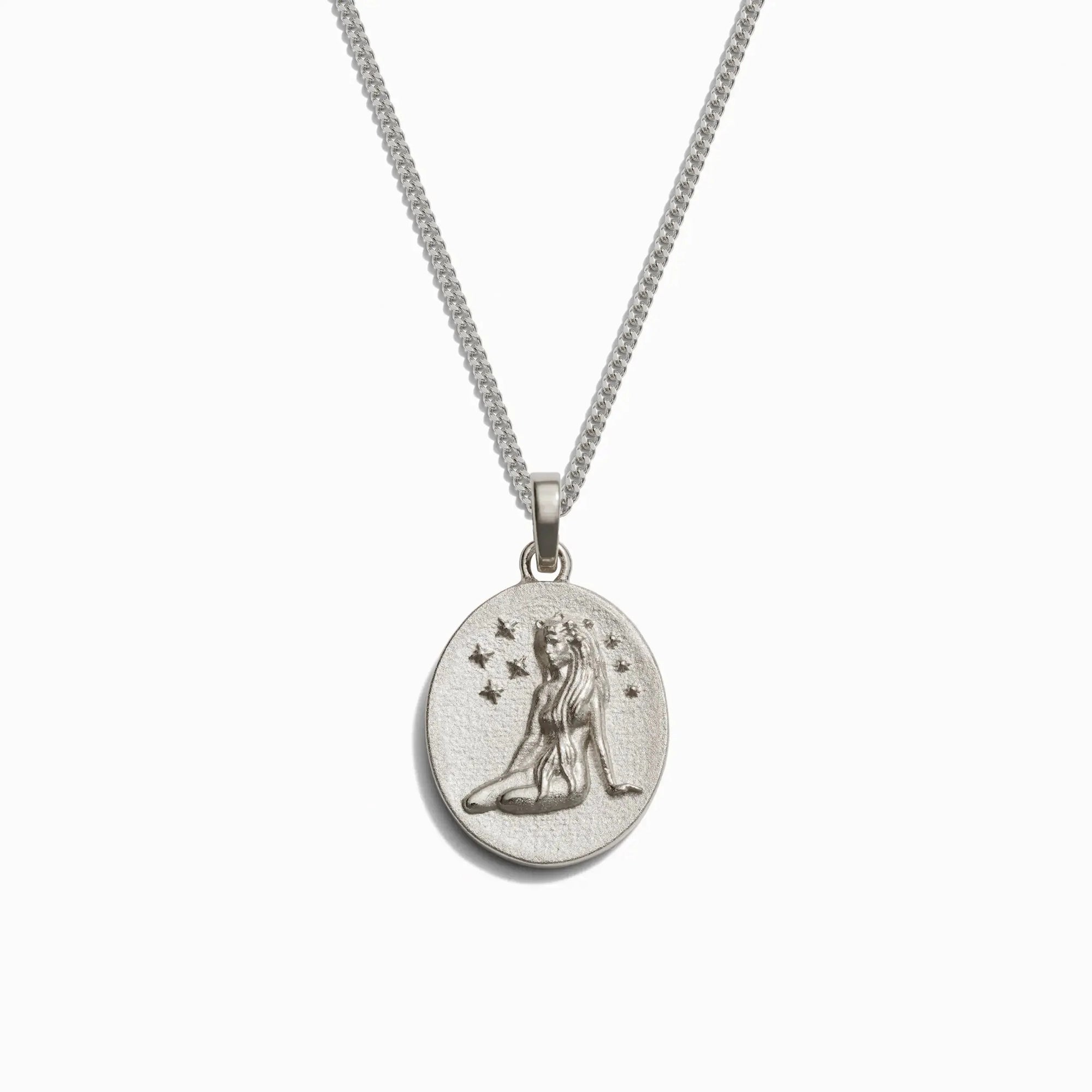 Awe Inspired - Men's Zodiac Necklace - 925 Sterling Silver Virgo 22" Cuban Chain