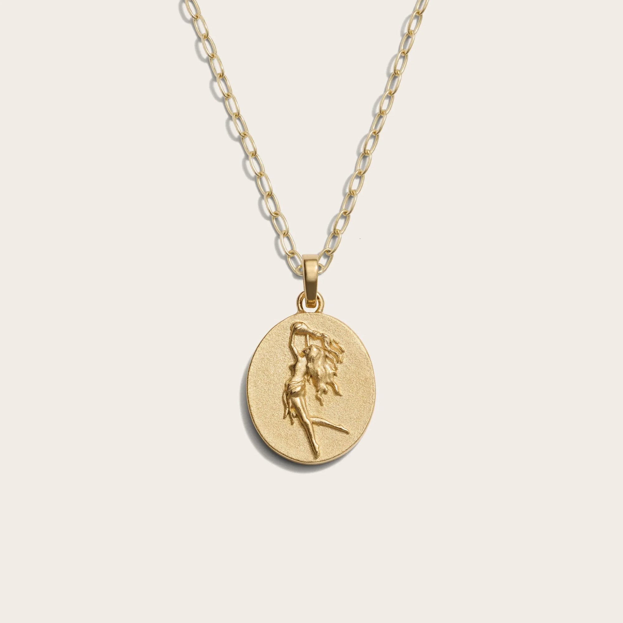 Awe Inspired - Zodiac Goddess Pendant + Mini Paperclip Chain - 14K Yellow Gold Vermeil Aquarius