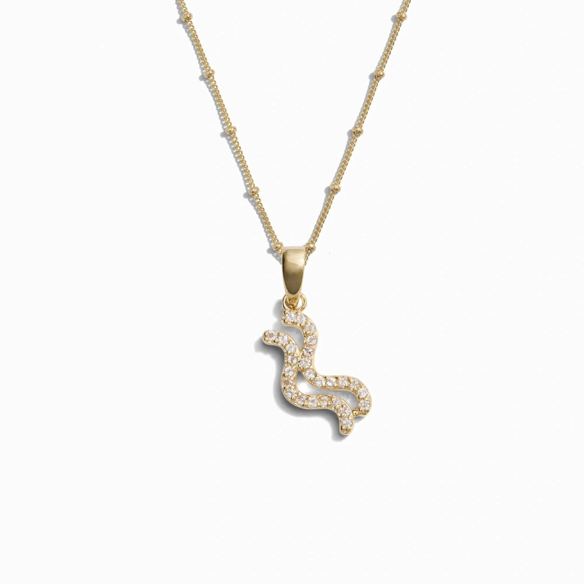 Awe Inspired - Gemstone Zodiac on Saturn Chain - 14K Yellow Gold Vermeil Aquarius 20-22" Saturn Chain