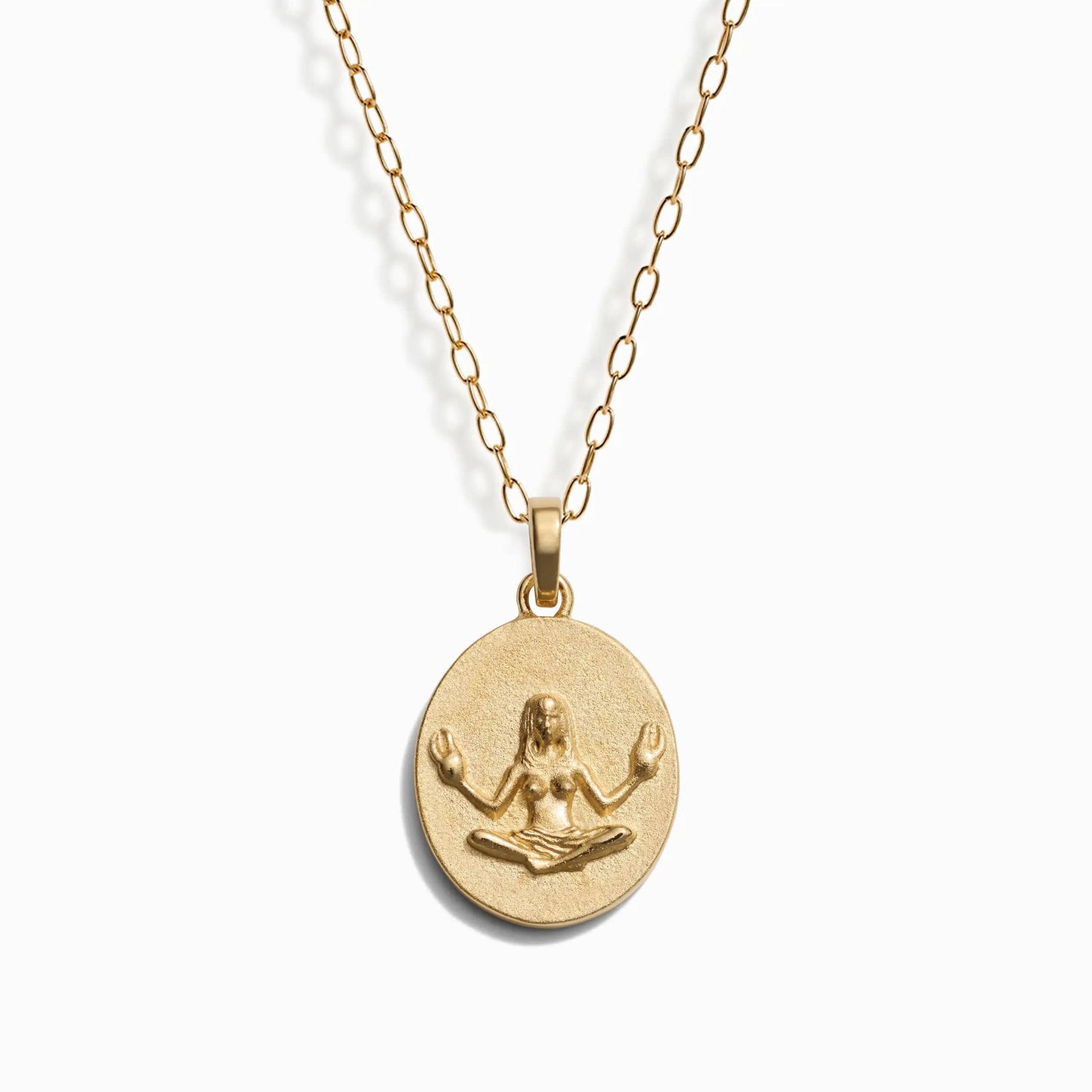 Awe Inspired - Zodiac Goddess Pendant + Mini Paperclip Chain - 14K Yellow Gold Vermeil Cancer