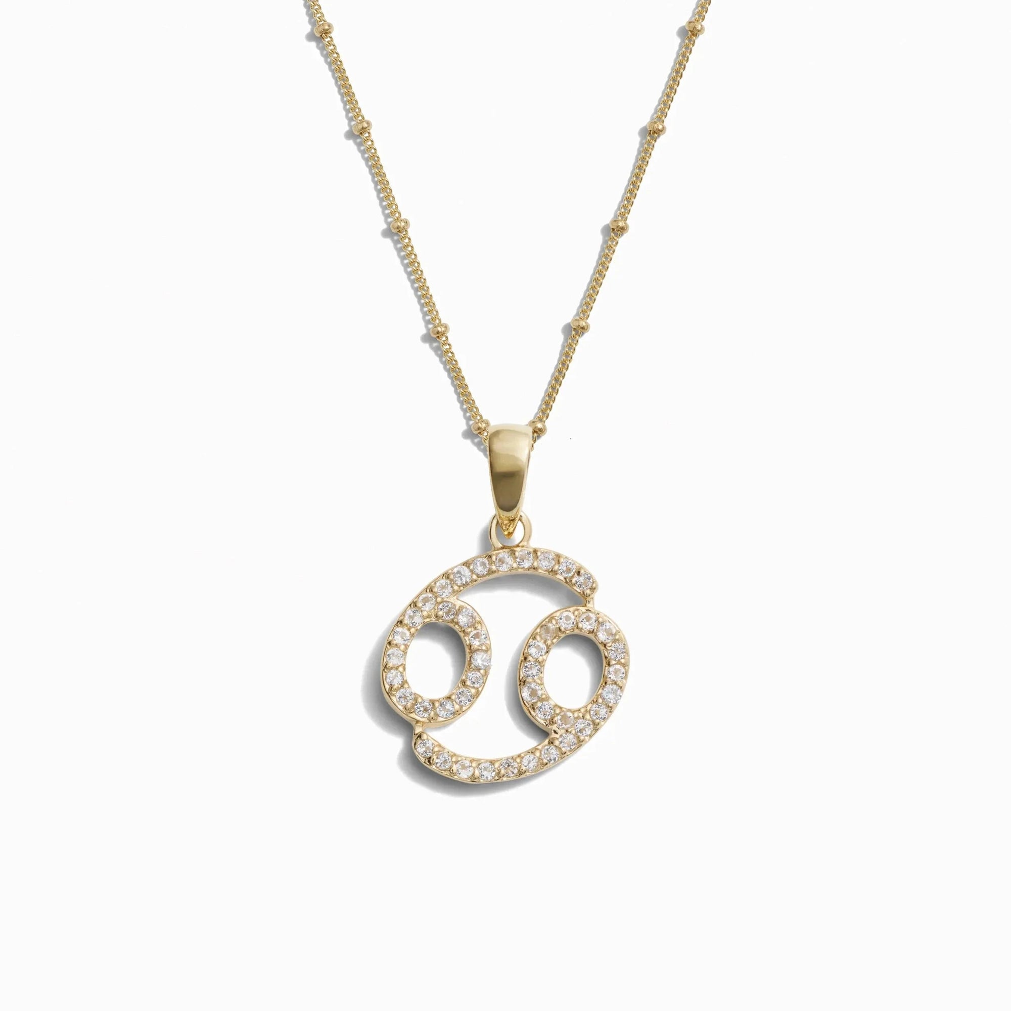 Awe Inspired - Gemstone Zodiac on Saturn Chain - 14K Yellow Gold Vermeil Cancer 20-22" Saturn Chain