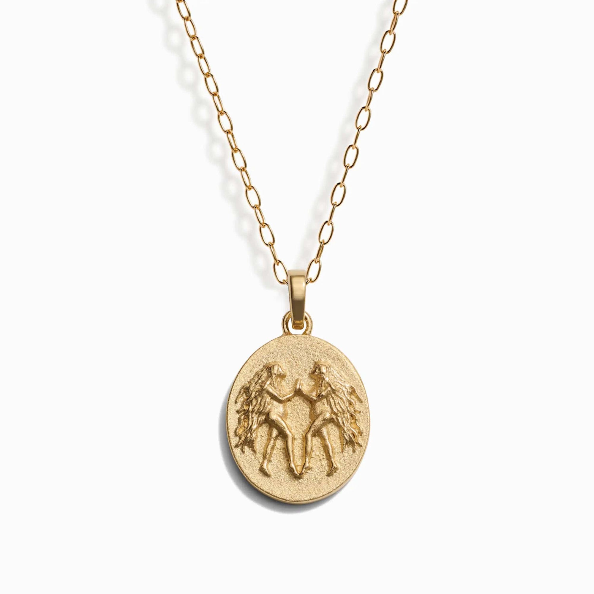 Awe Inspired - Zodiac Goddess Pendant + Mini Paperclip Chain - 14K Yellow Gold Vermeil Gemini