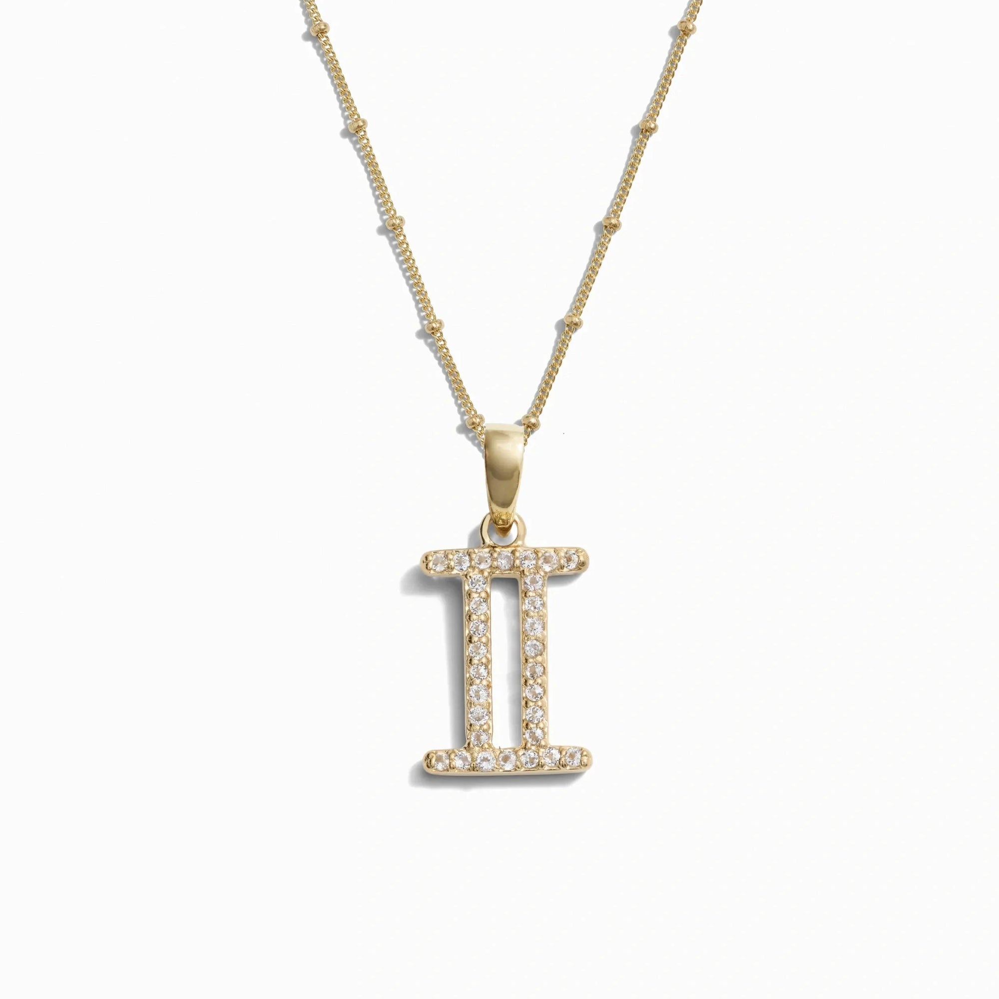 Awe Inspired - Gemstone Zodiac on Saturn Chain - 14K Yellow Gold Vermeil Gemini 20-22" Saturn Chain