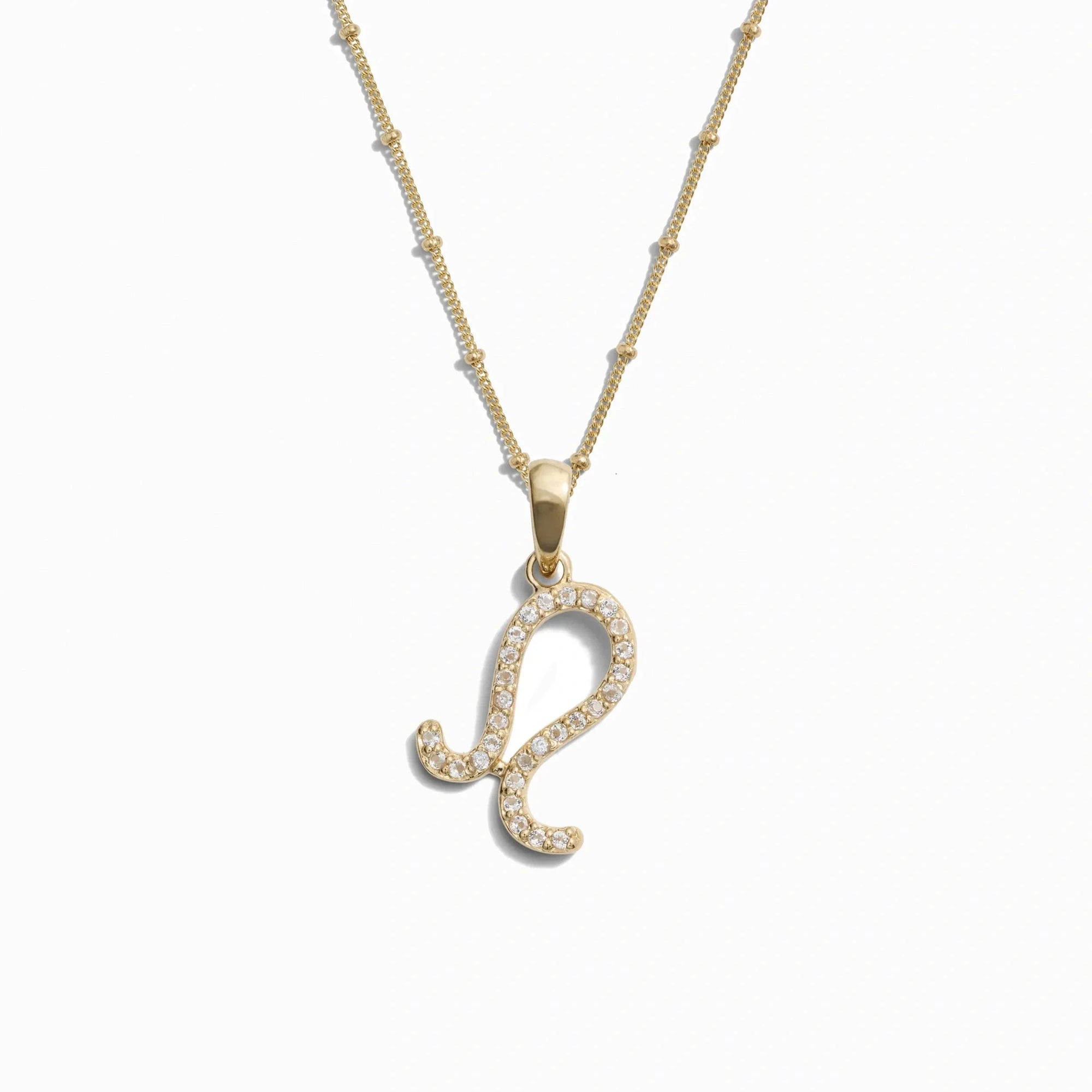 Awe Inspired - Gemstone Zodiac on Saturn Chain - 14K Yellow Gold Vermeil Leo 20-22" Saturn Chain