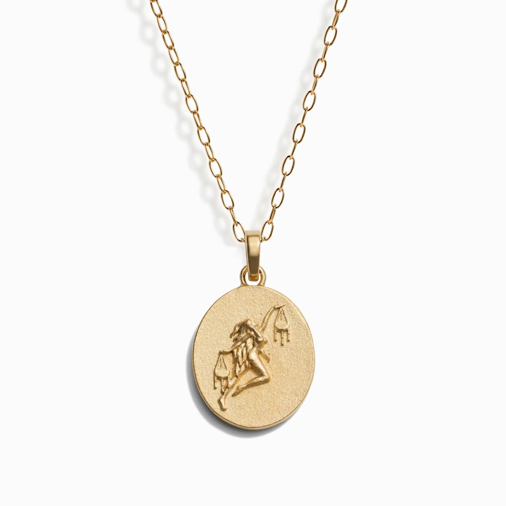 Awe Inspired - Zodiac Goddess Pendant + Mini Paperclip Chain - 14K Yellow Gold Vermeil Libra