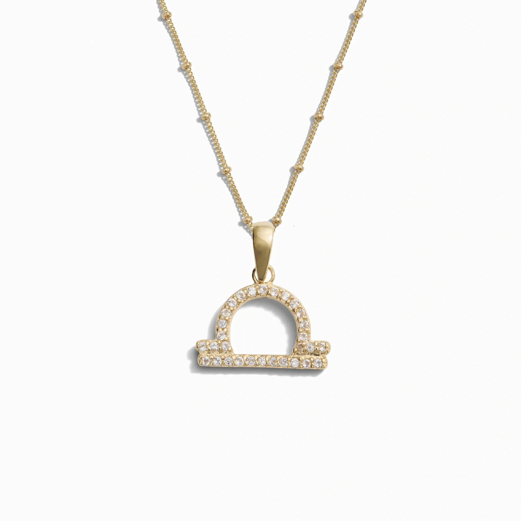Awe Inspired - Gemstone Zodiac on Saturn Chain - 14K Yellow Gold Vermeil Libra 20-22" Saturn Chain