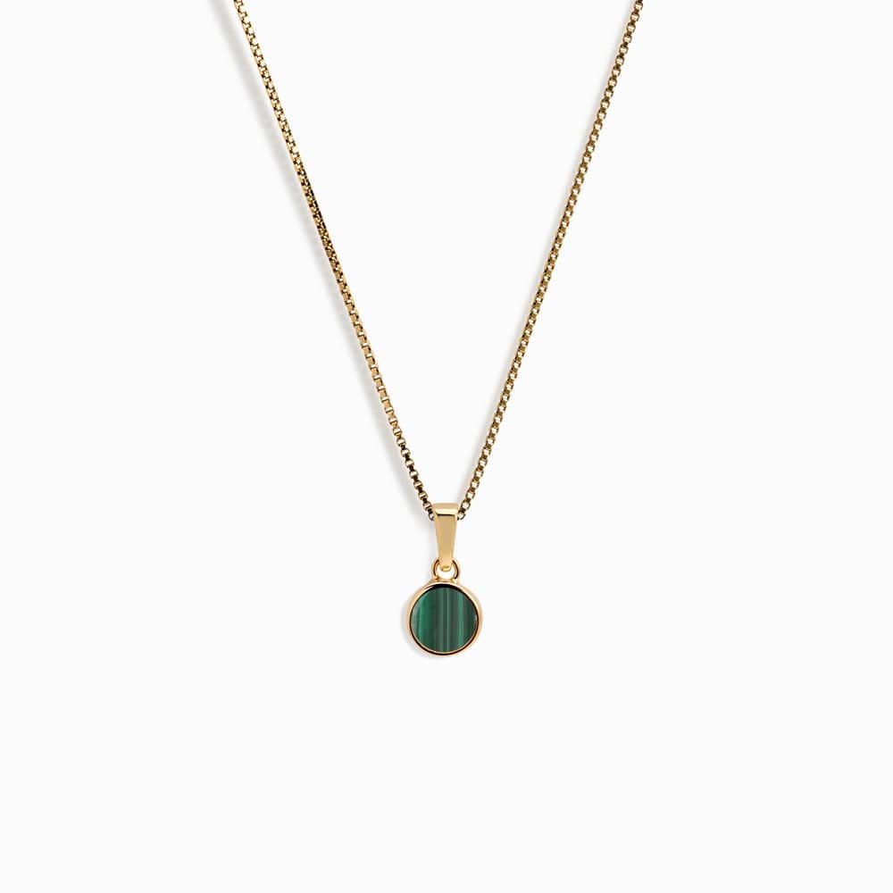 Awe Inspired - Gemstone Necklace - 14K Yellow Gold Vermeil Malachite
