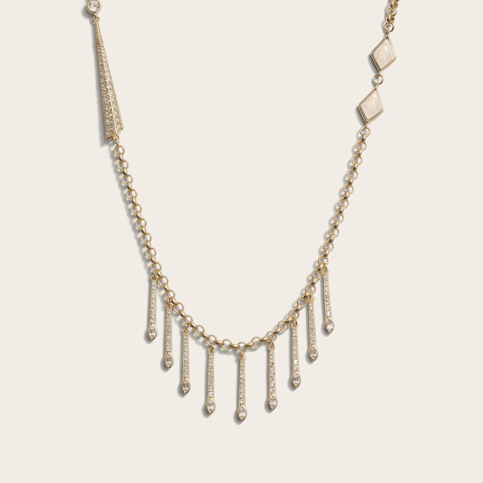 Awe Inspired - Long Boho Necklace - 14K Yellow Gold Vermeil Moonstone