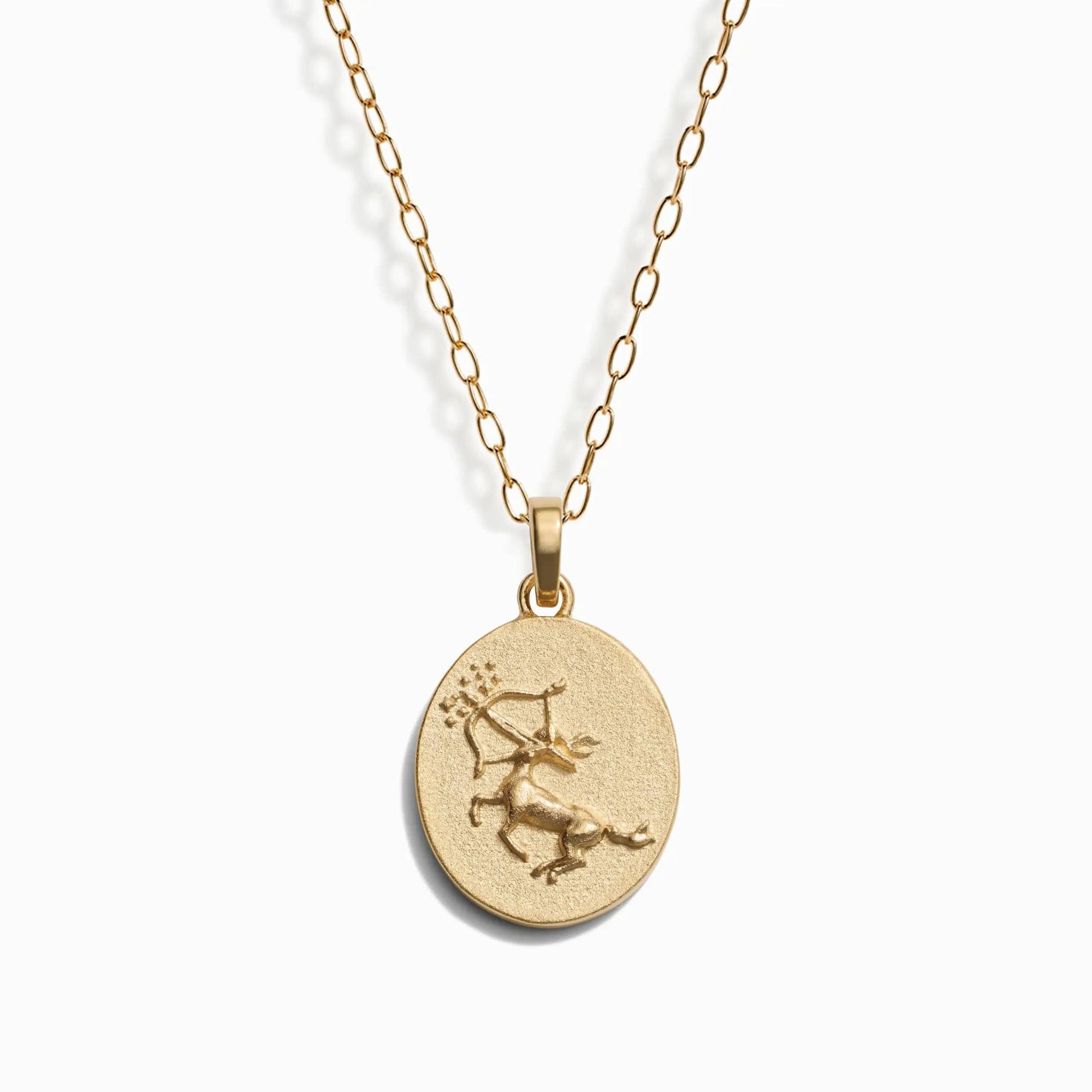 Awe Inspired - Zodiac Goddess Pendant + Mini Paperclip Chain - 14K Yellow Gold Vermeil Sagittarius