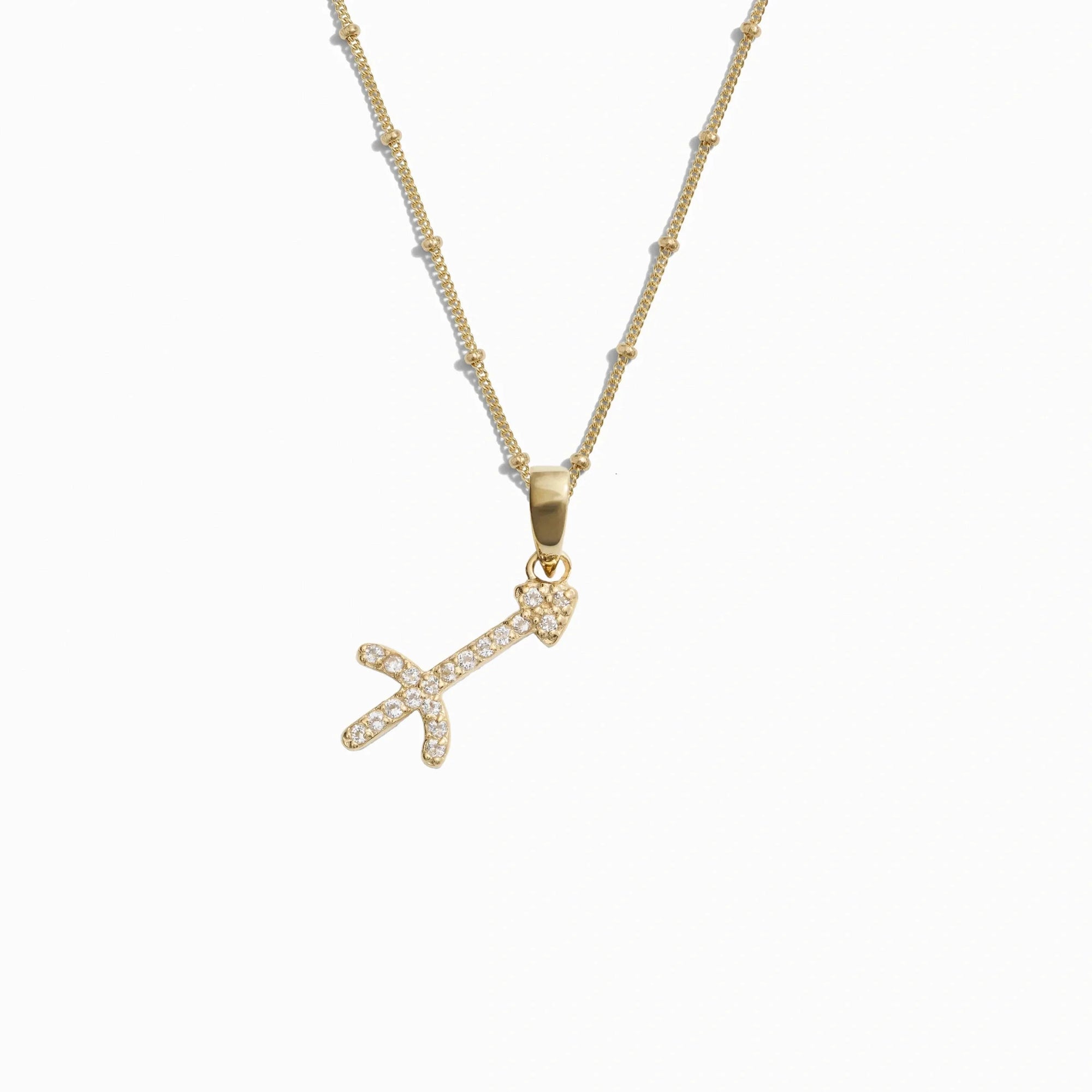 Awe Inspired - Gemstone Zodiac on Saturn Chain - 14K Yellow Gold Vermeil Sagittarius 20-22" Saturn Chain
