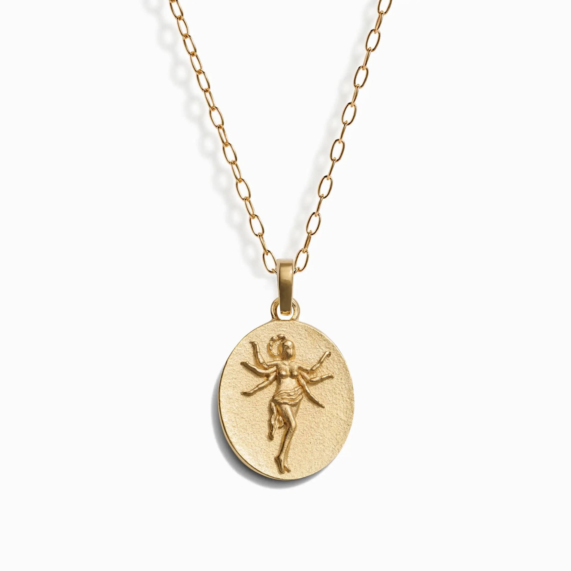 Awe Inspired - Zodiac Goddess Pendant + Mini Paperclip Chain - 14K Yellow Gold Vermeil Scorpio