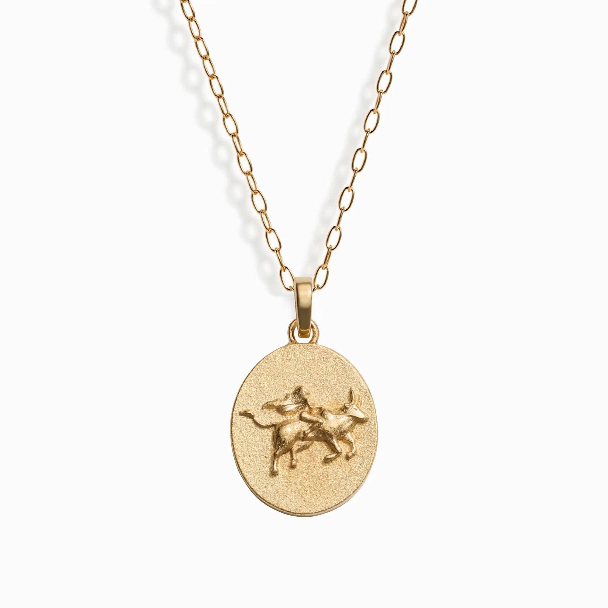 Awe Inspired - Zodiac Goddess Pendant + Mini Paperclip Chain - 14K Yellow Gold Vermeil Taurus