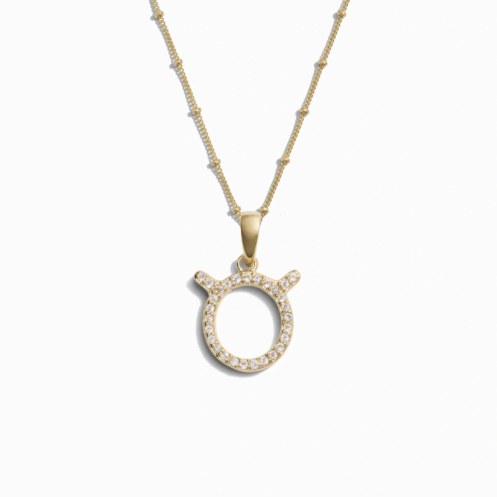 Awe Inspired - Gemstone Zodiac on Saturn Chain - 14K Yellow Gold Vermeil Taurus 20-22" Saturn Chain