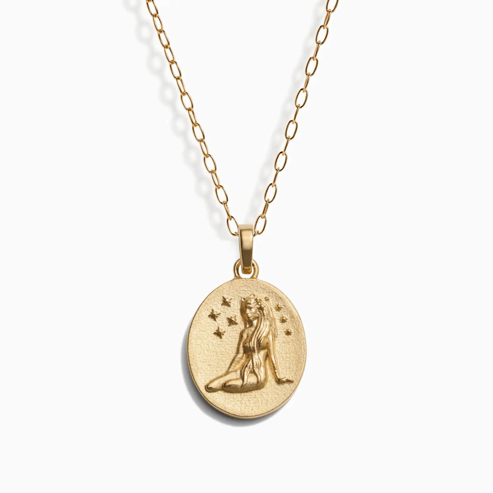Awe Inspired - Zodiac Goddess Pendant + Mini Paperclip Chain - 14K Yellow Gold Vermeil Virgo 16" - 18"