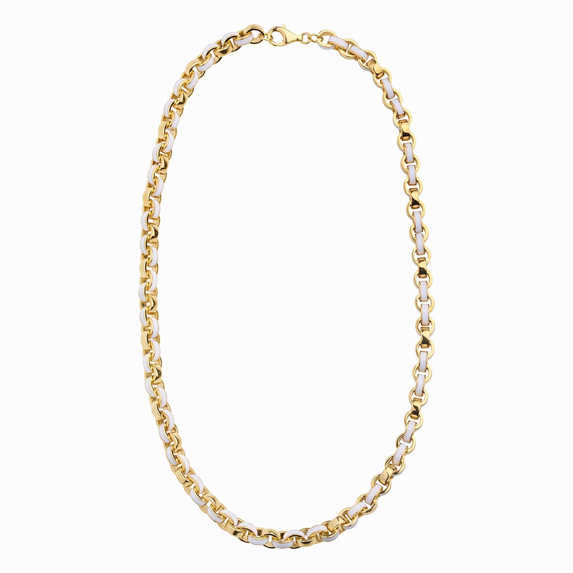 Awe Inspired - Chunky Colored Enamel Necklace - 14K Yellow Gold Vermeil White