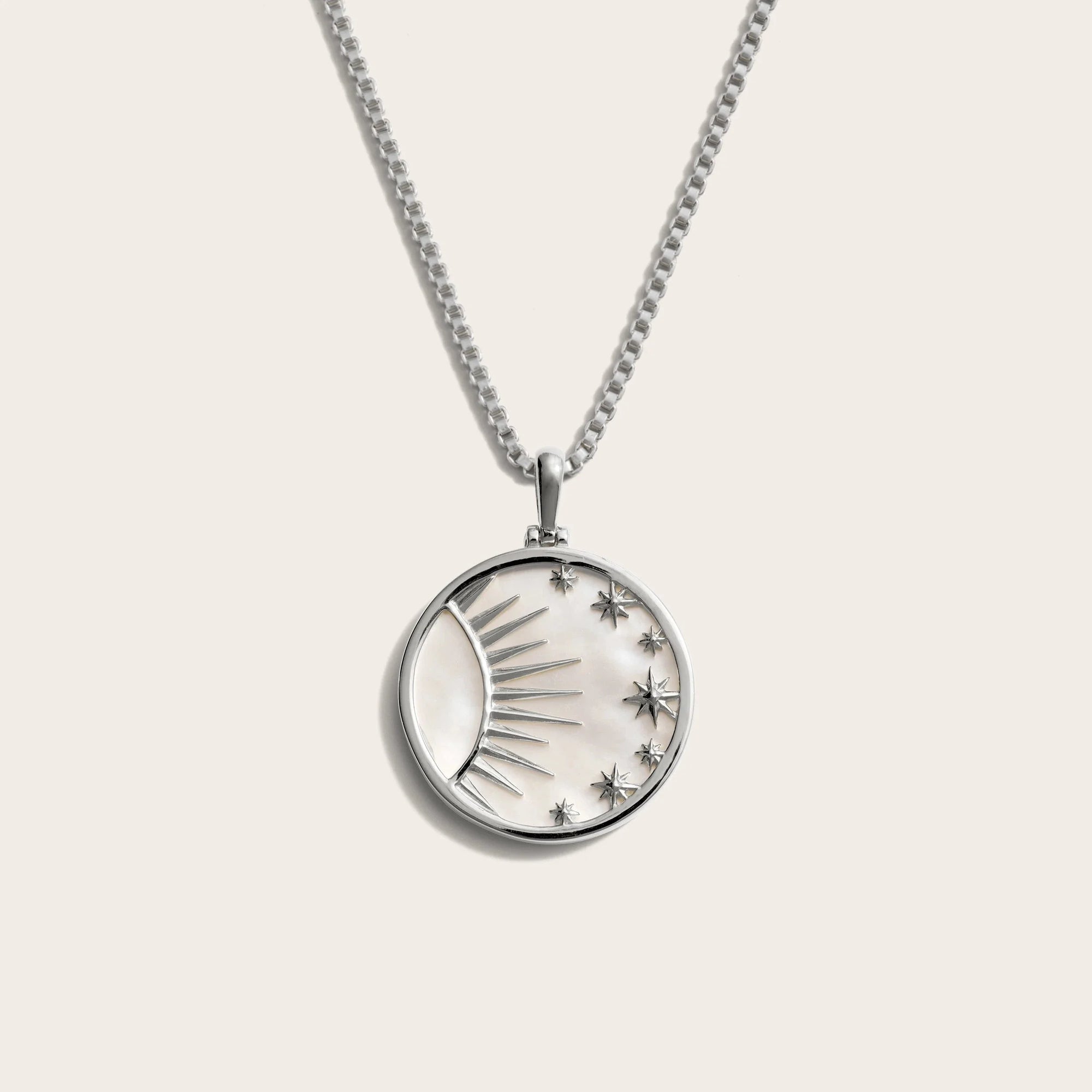 Awe Inspired - Celestial Mother of Pearl Necklace - 925 Sterling Silver Large