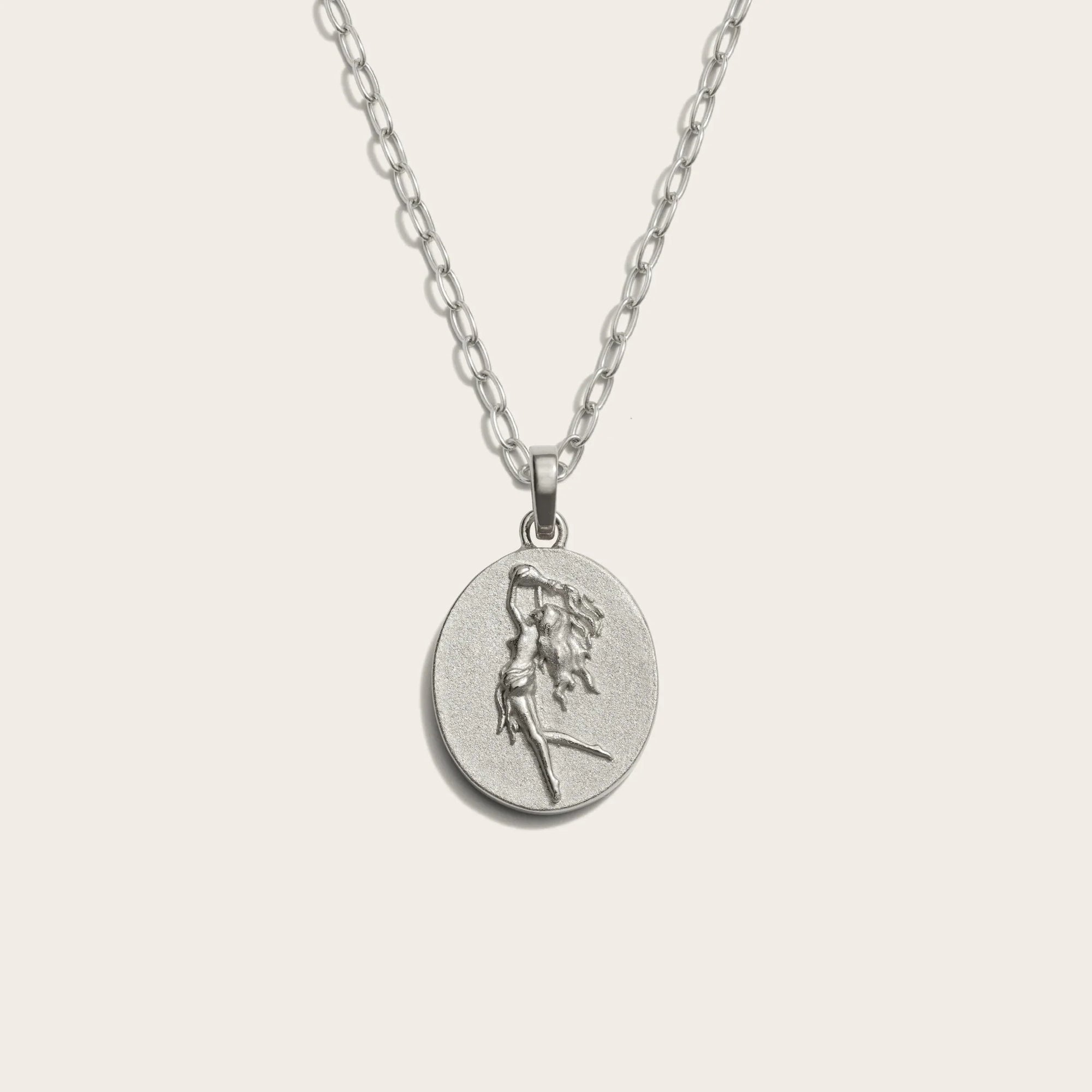Awe Inspired - Zodiac Goddess Pendant + Mini Paperclip Chain - 925 Sterling Silver Aquarius