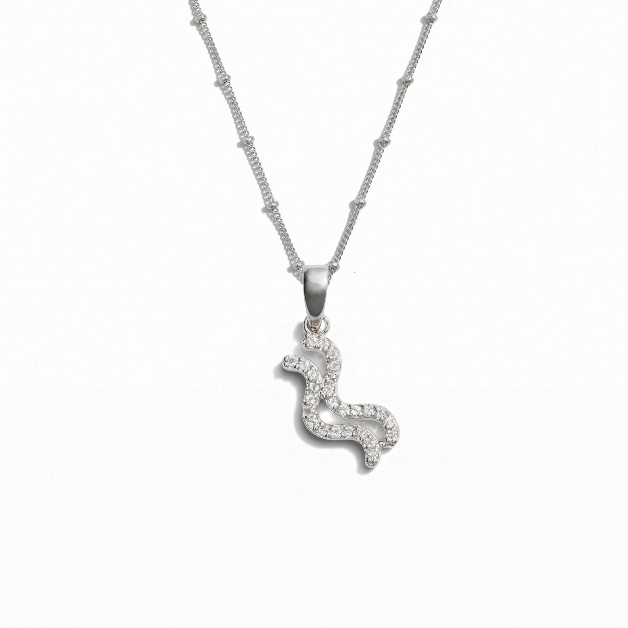 Awe Inspired - Gemstone Zodiac on Saturn Chain - 925 Sterling Silver Aquarius 20-22" Saturn Chain