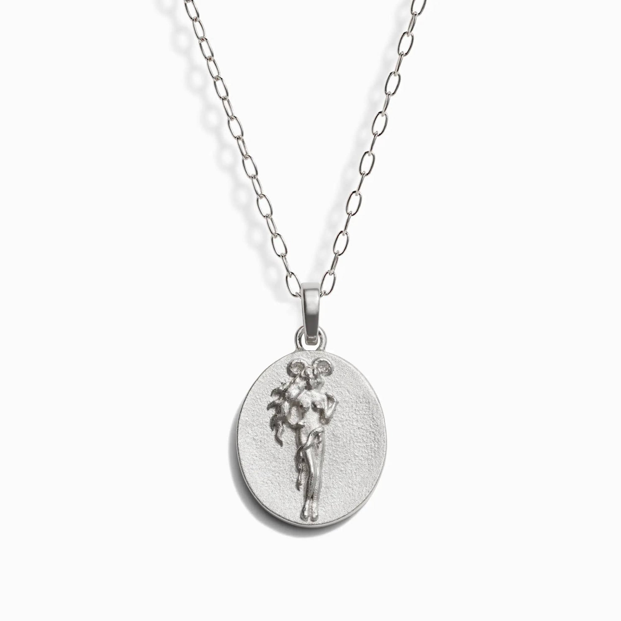 Awe Inspired - Zodiac Goddess Pendant + Mini Paperclip Chain - 925 Sterling Silver Aries 16" - 18"