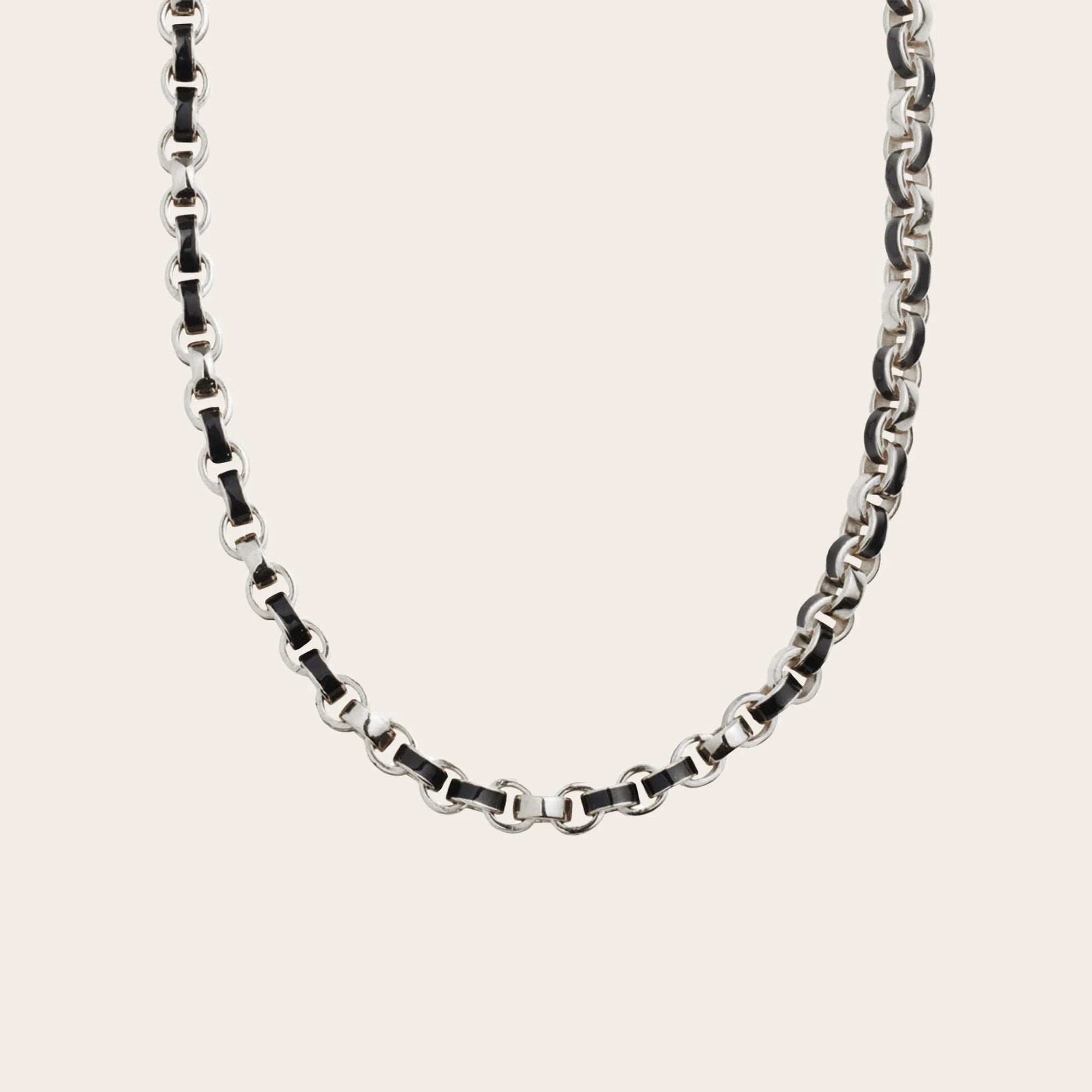 Awe Inspired - Chunky Colored Enamel Necklace - 925 Sterling Silver Black