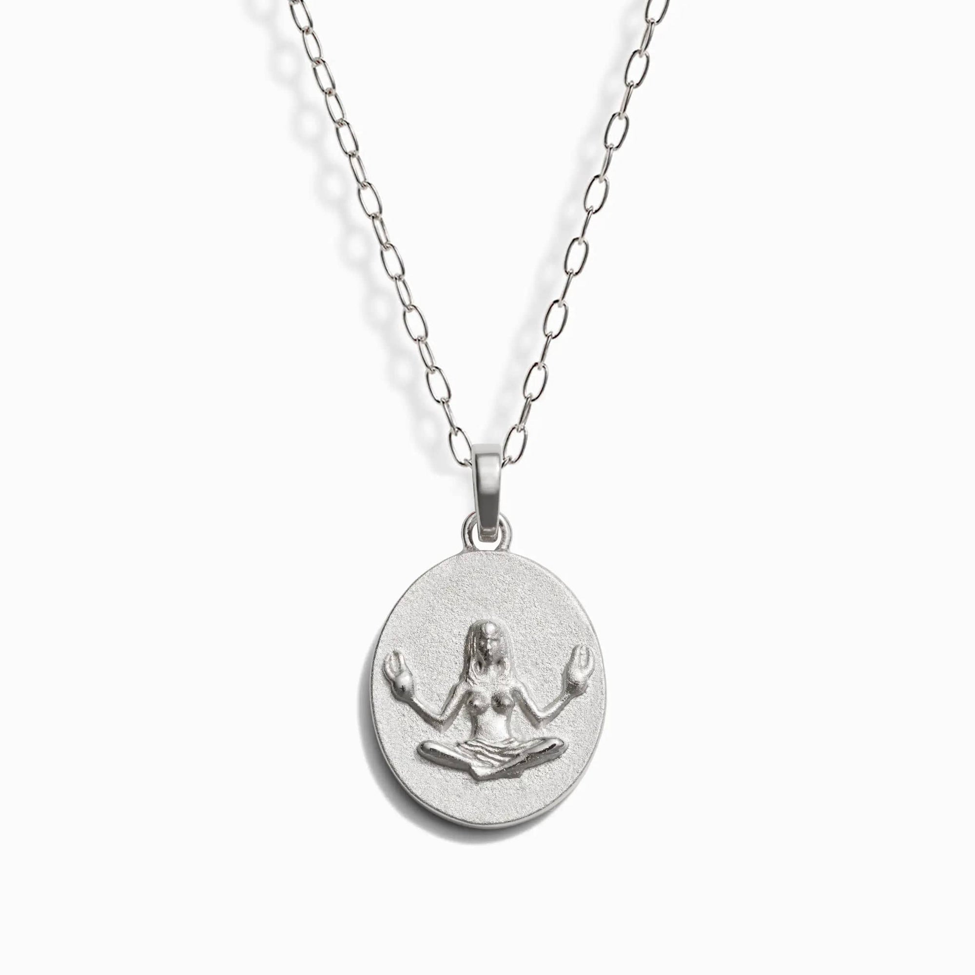 Awe Inspired - Zodiac Goddess Pendant + Mini Paperclip Chain - 925 Sterling Silver Cancer