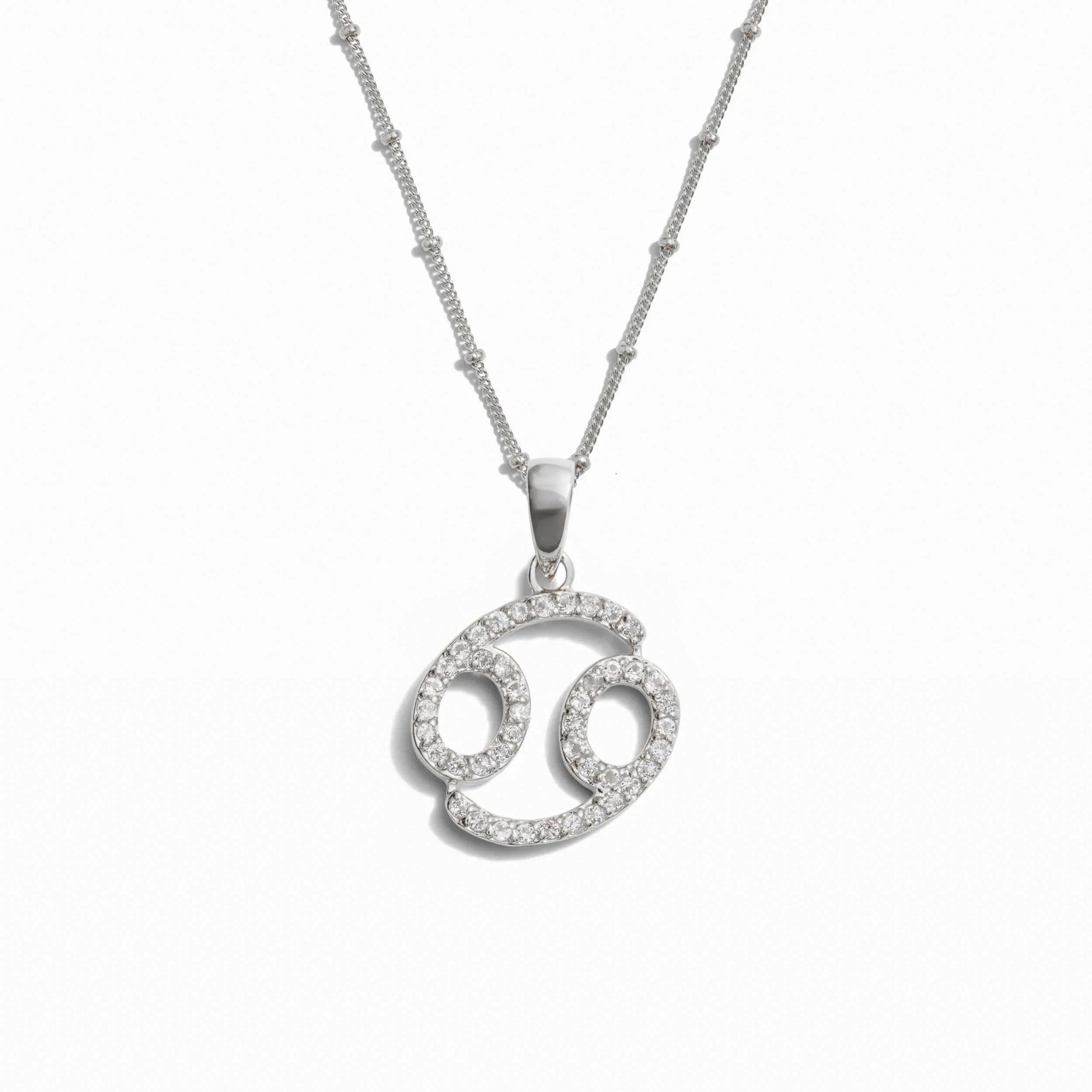 Awe Inspired - Gemstone Zodiac on Saturn Chain - 925 Sterling Silver Cancer 20-22" Saturn Chain