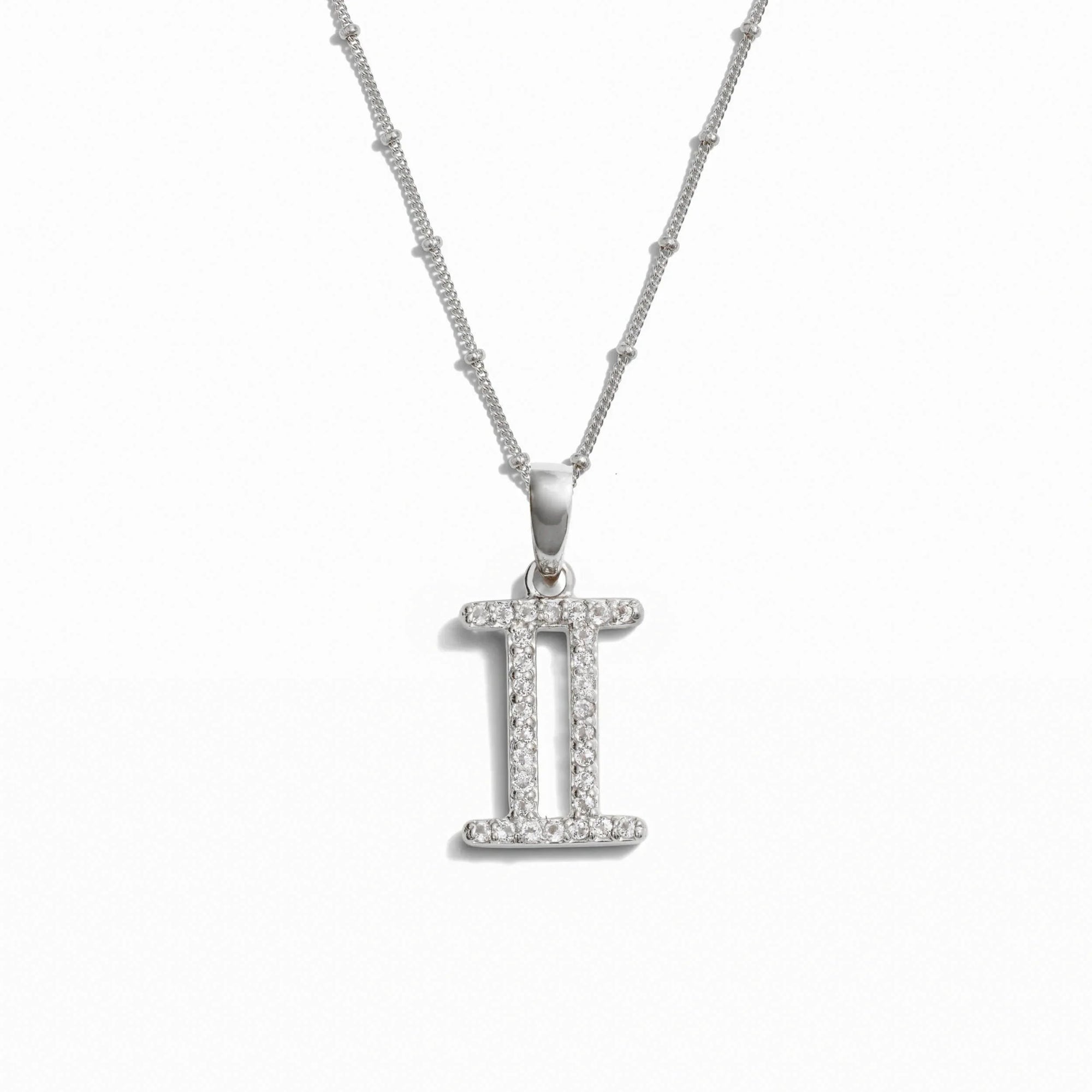 Awe Inspired - Gemstone Zodiac on Saturn Chain - 925 Sterling Silver Gemini 20-22" Saturn Chain
