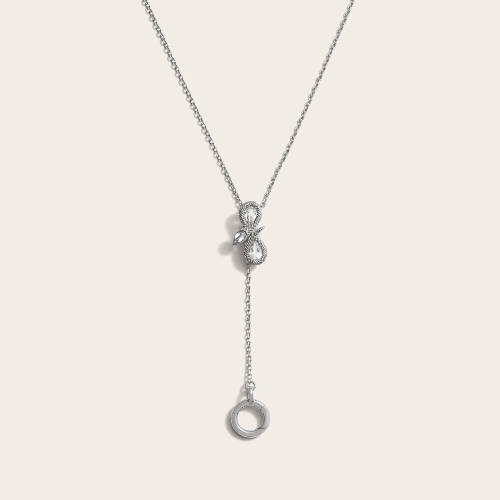 Awe Inspired - Infinity Snake Charm Lariat - 925 Sterling Silver