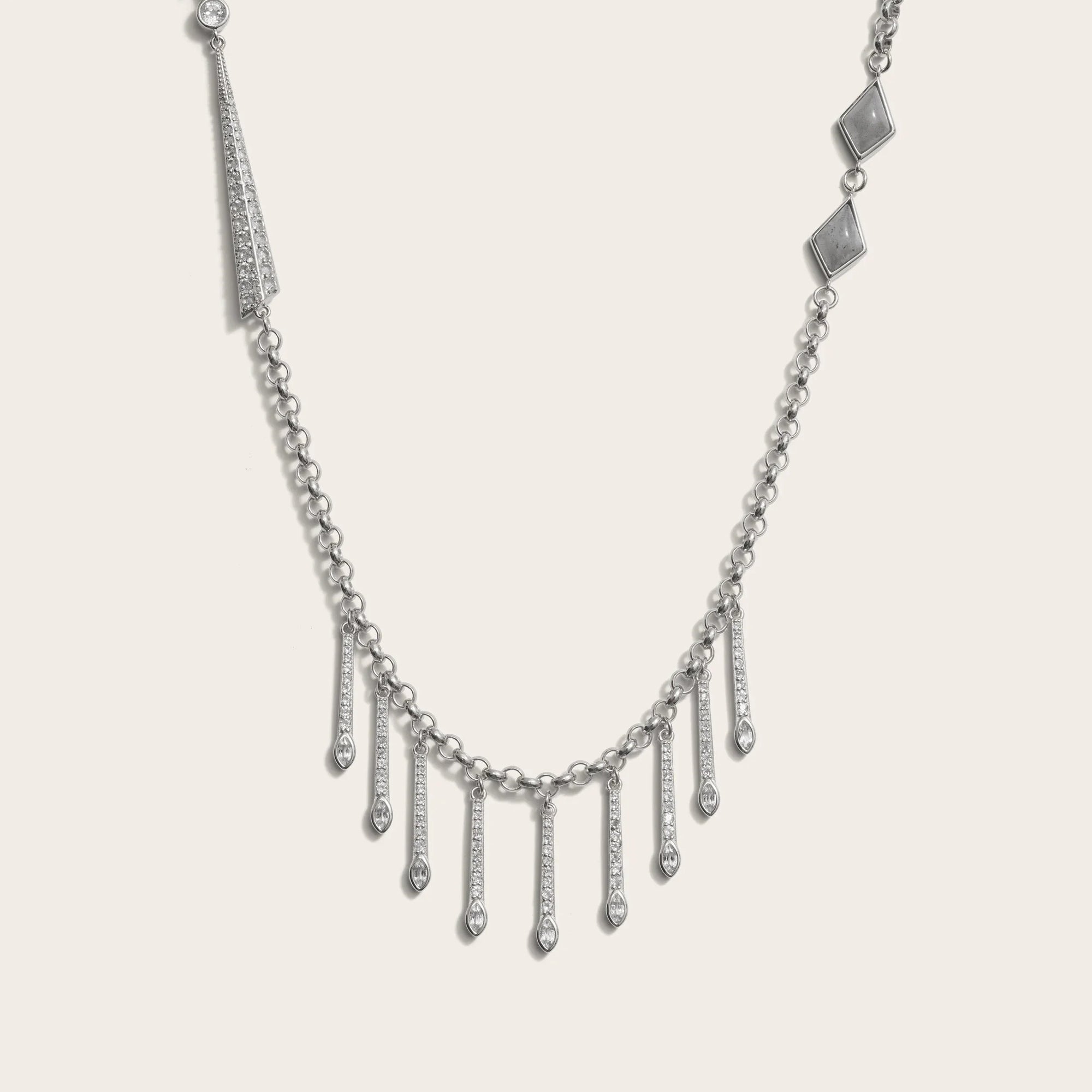Awe Inspired - Long Boho Necklace - 925 Sterling Silver Labradorite