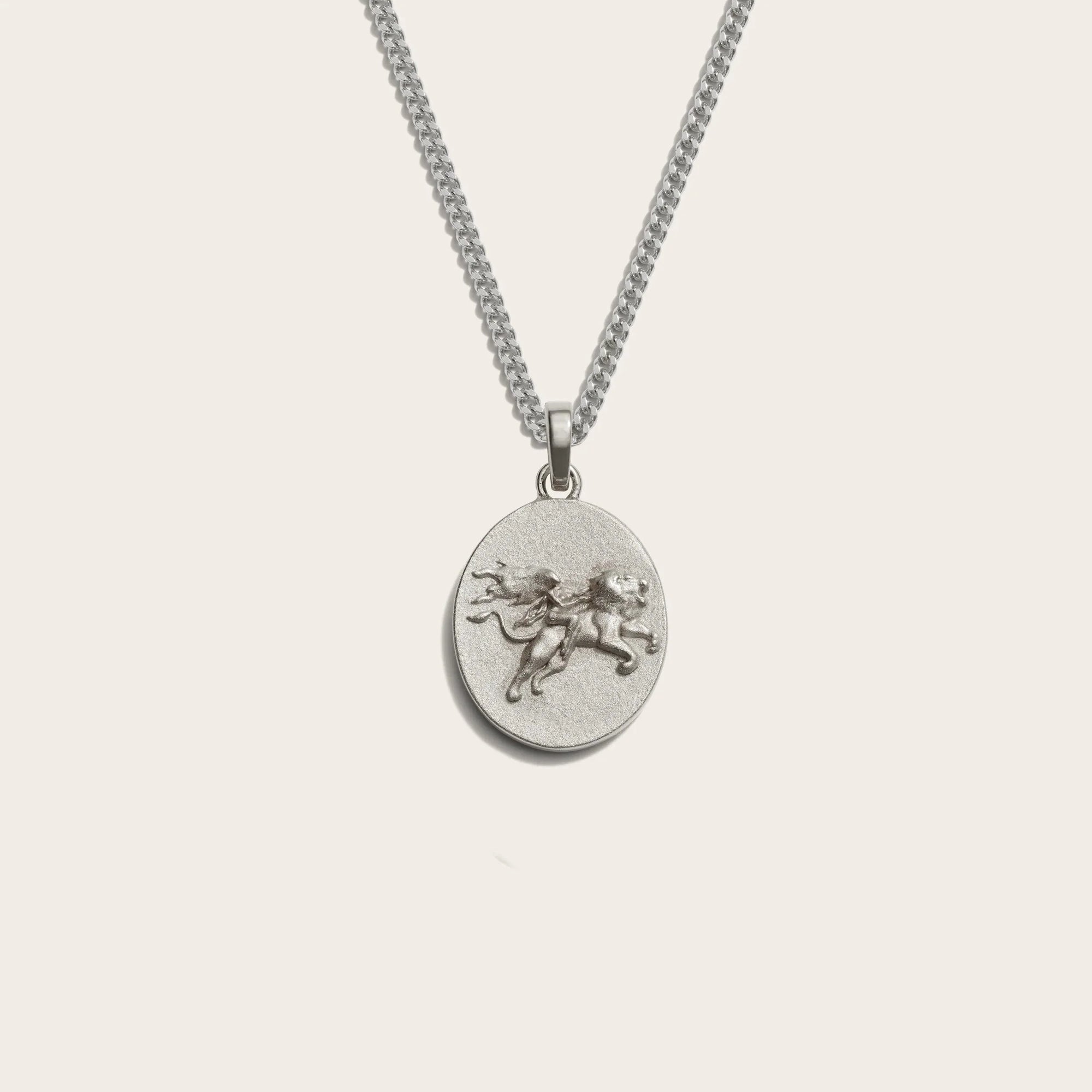 Awe Inspired - Men's Zodiac Necklace - 925 Sterling Silver Leo 22" Cuban Chain