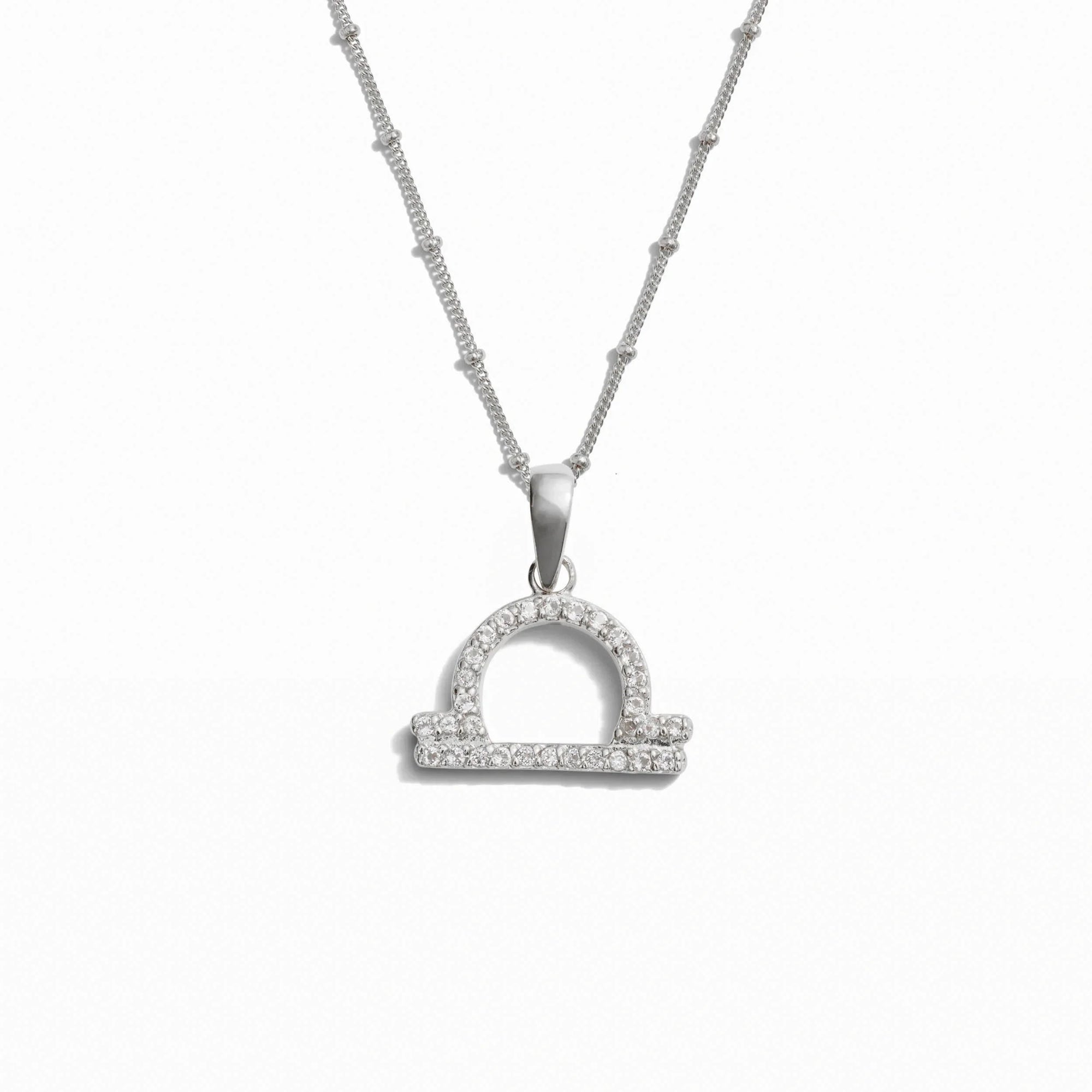 Awe Inspired - Gemstone Zodiac on Saturn Chain - 925 Sterling Silver Libra 20-22" Saturn Chain