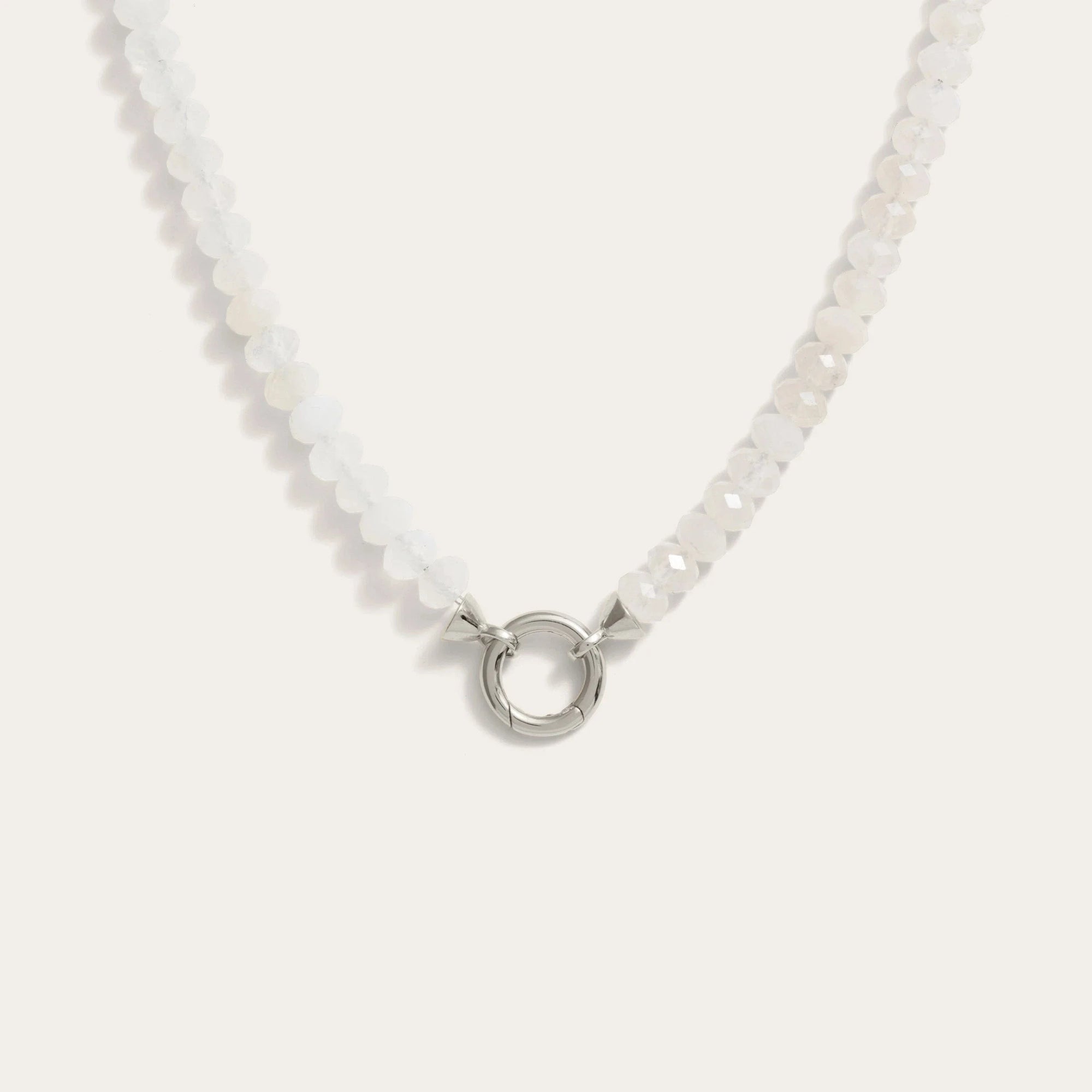 Awe Inspired - Gemstone Charm Necklace - 925 Sterling Silver Moonstone