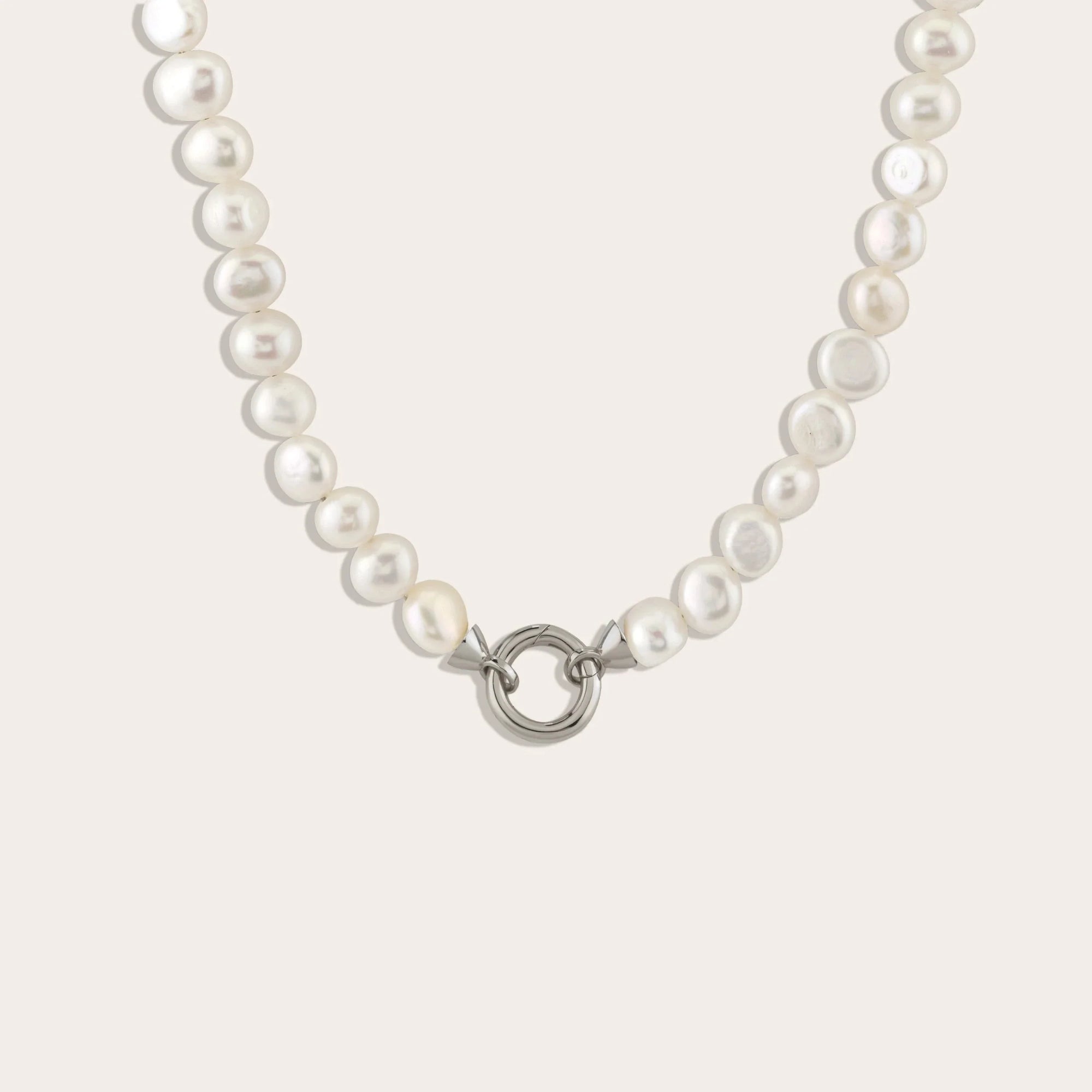Awe Inspired - Gemstone Charm Necklace - 925 Sterling Silver Pearl