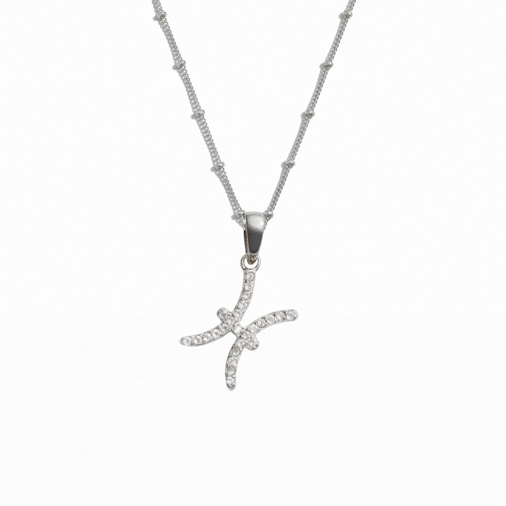 Awe Inspired - Gemstone Zodiac on Saturn Chain - 925 Sterling Silver Pisces 20-22" Saturn Chain