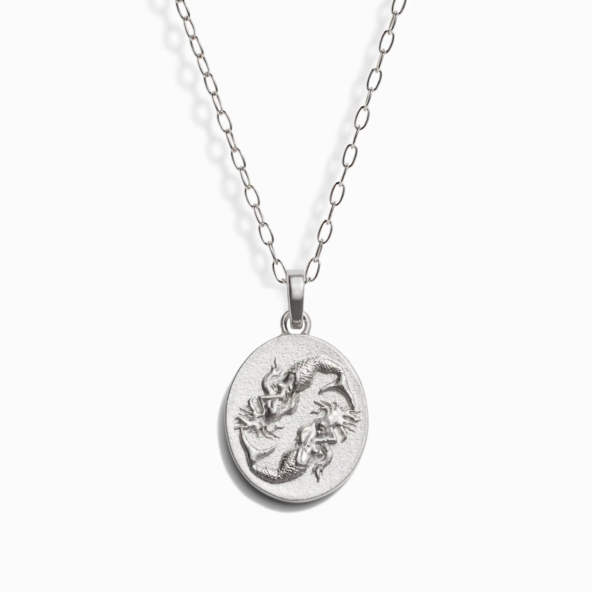 Awe Inspired - Zodiac Goddess Pendant + Mini Paperclip Chain - 925 Sterling Silver Pisces 20" - 22"