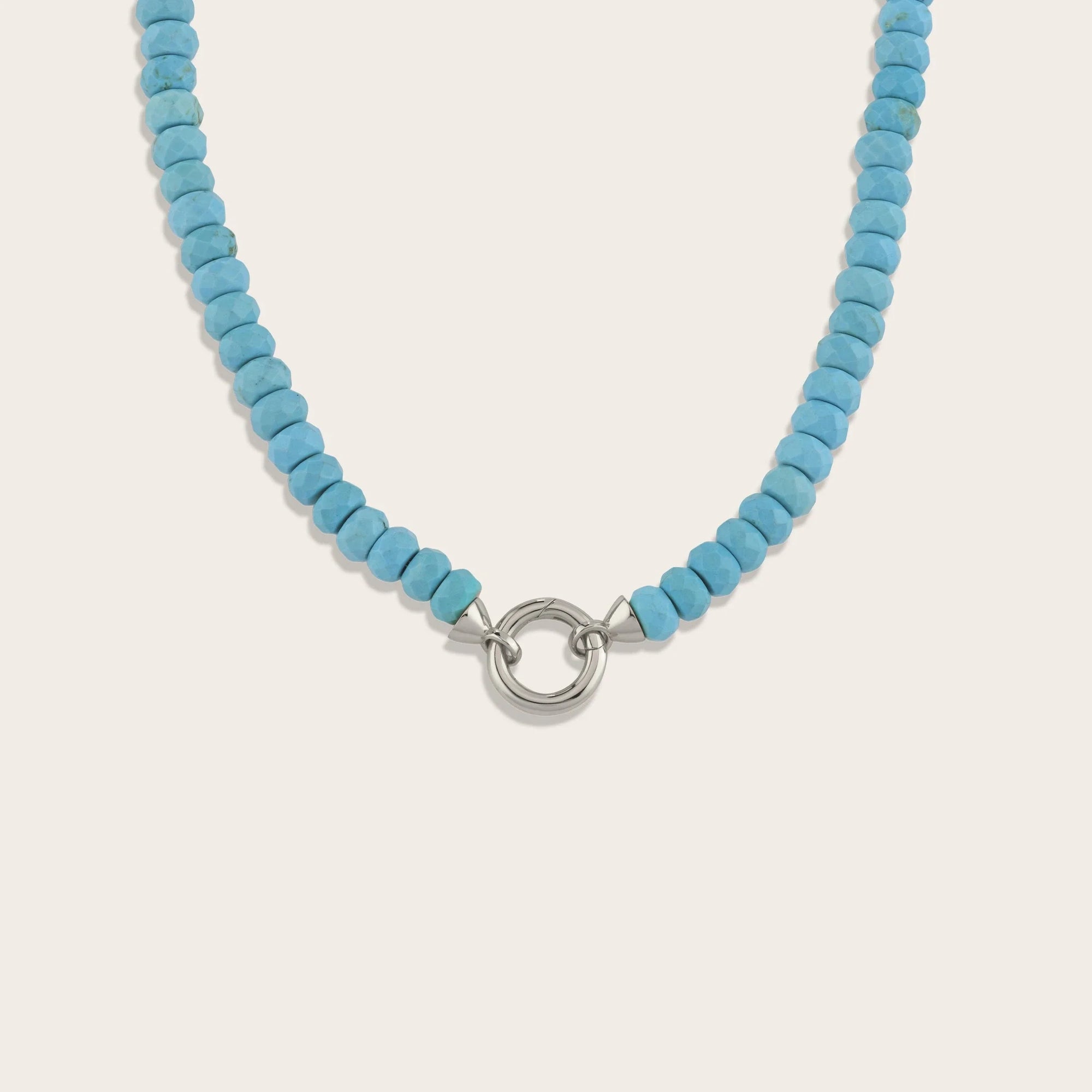 Awe Inspired - Gemstone Charm Necklace - 925 Sterling Silver Turquoise
