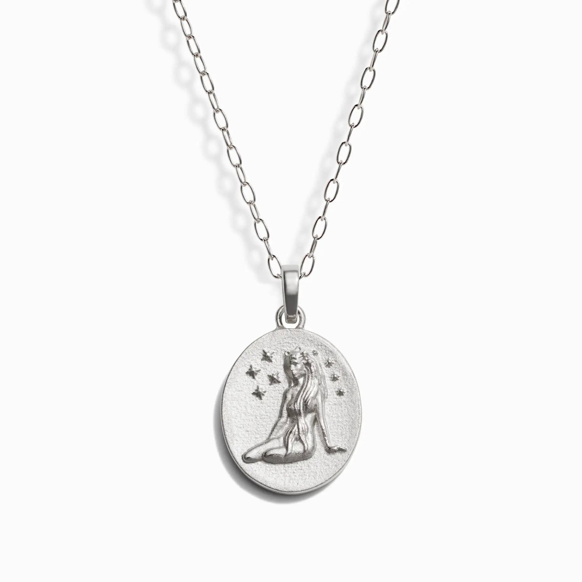 Awe Inspired - Zodiac Goddess Pendant + Mini Paperclip Chain - 925 Sterling Silver Virgo