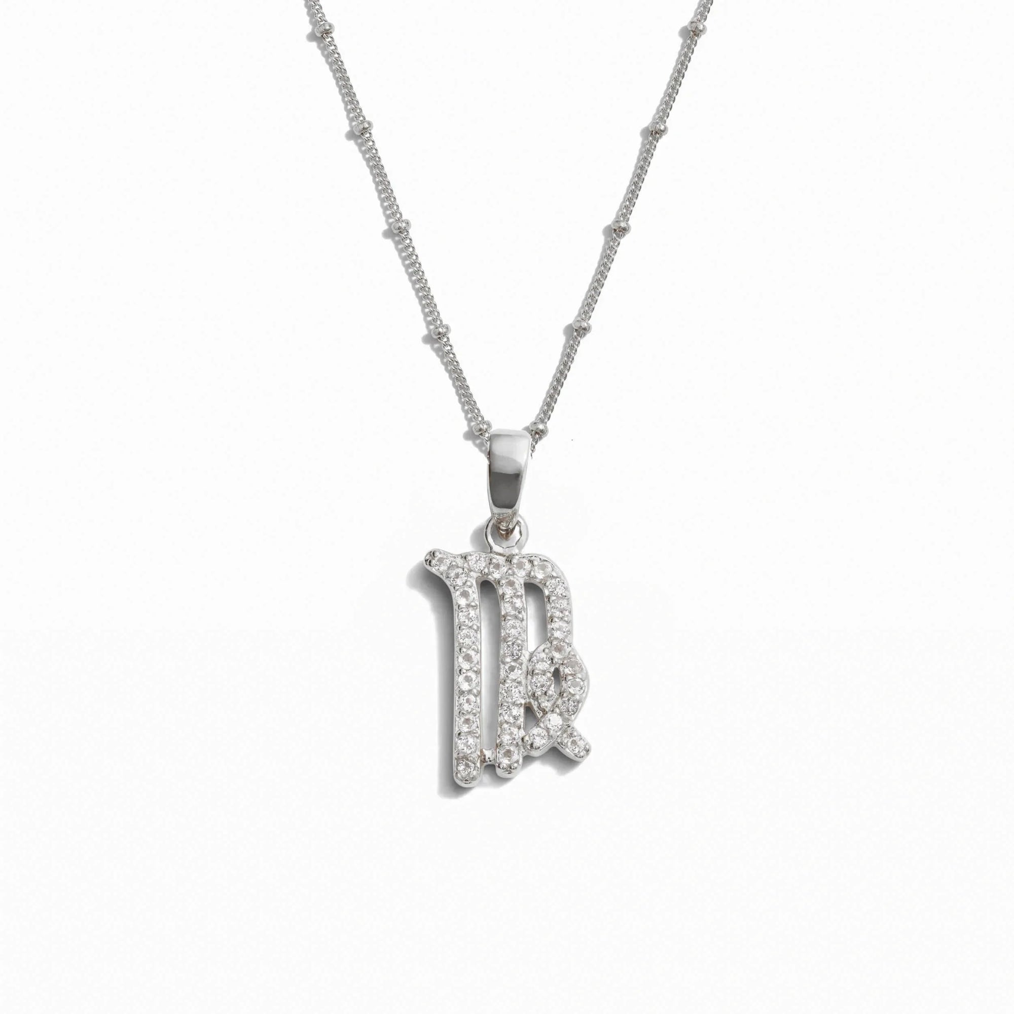 Awe Inspired - Gemstone Zodiac on Saturn Chain - 925 Sterling Silver Virgo 20-22" Saturn Chain