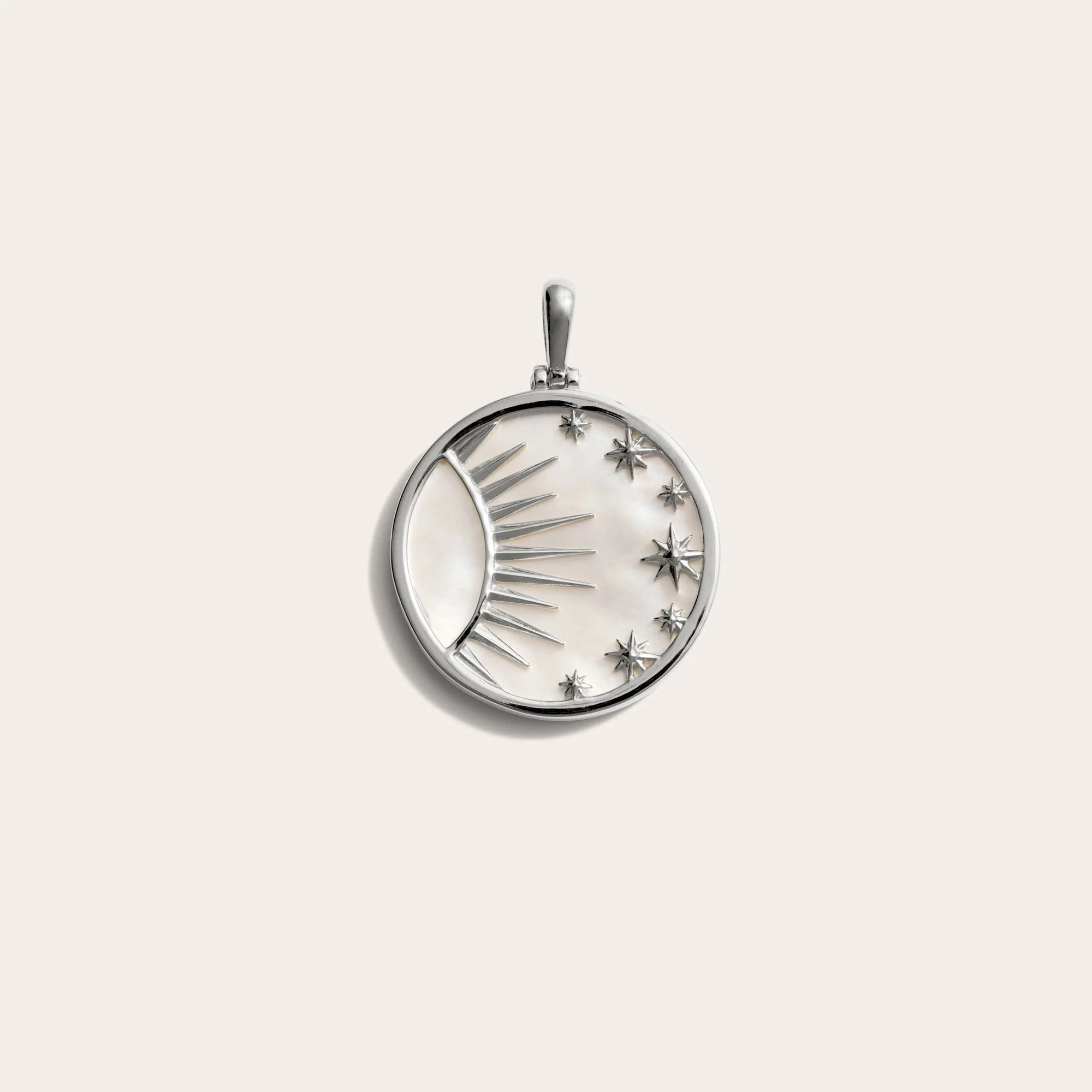 Awe Inspired - Celestial Mother of Pearl Amulet - 925 Sterling Silver Large