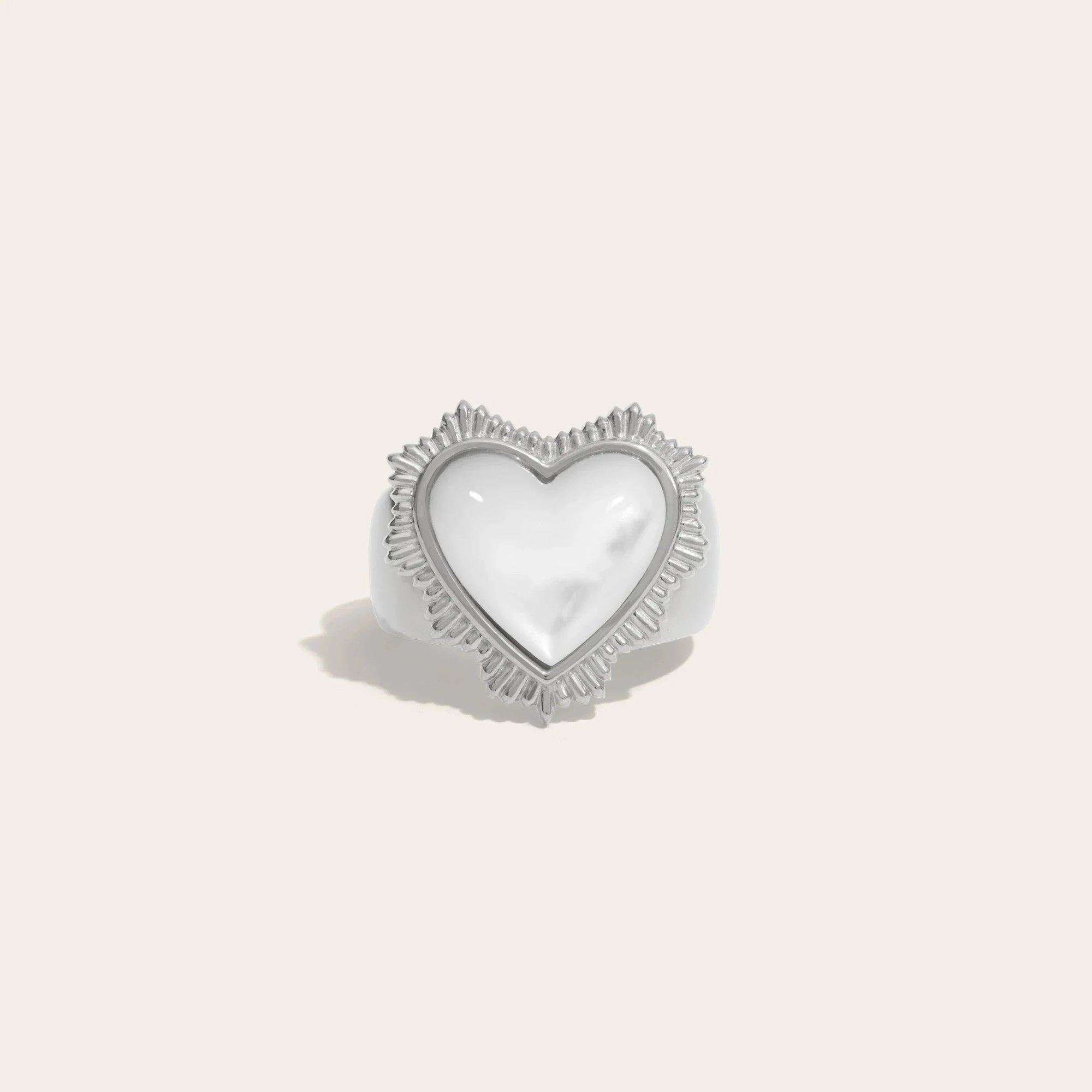 Awe Inspired - Mother of Pearl Radiant Heart Ring - 925 Sterling Silver