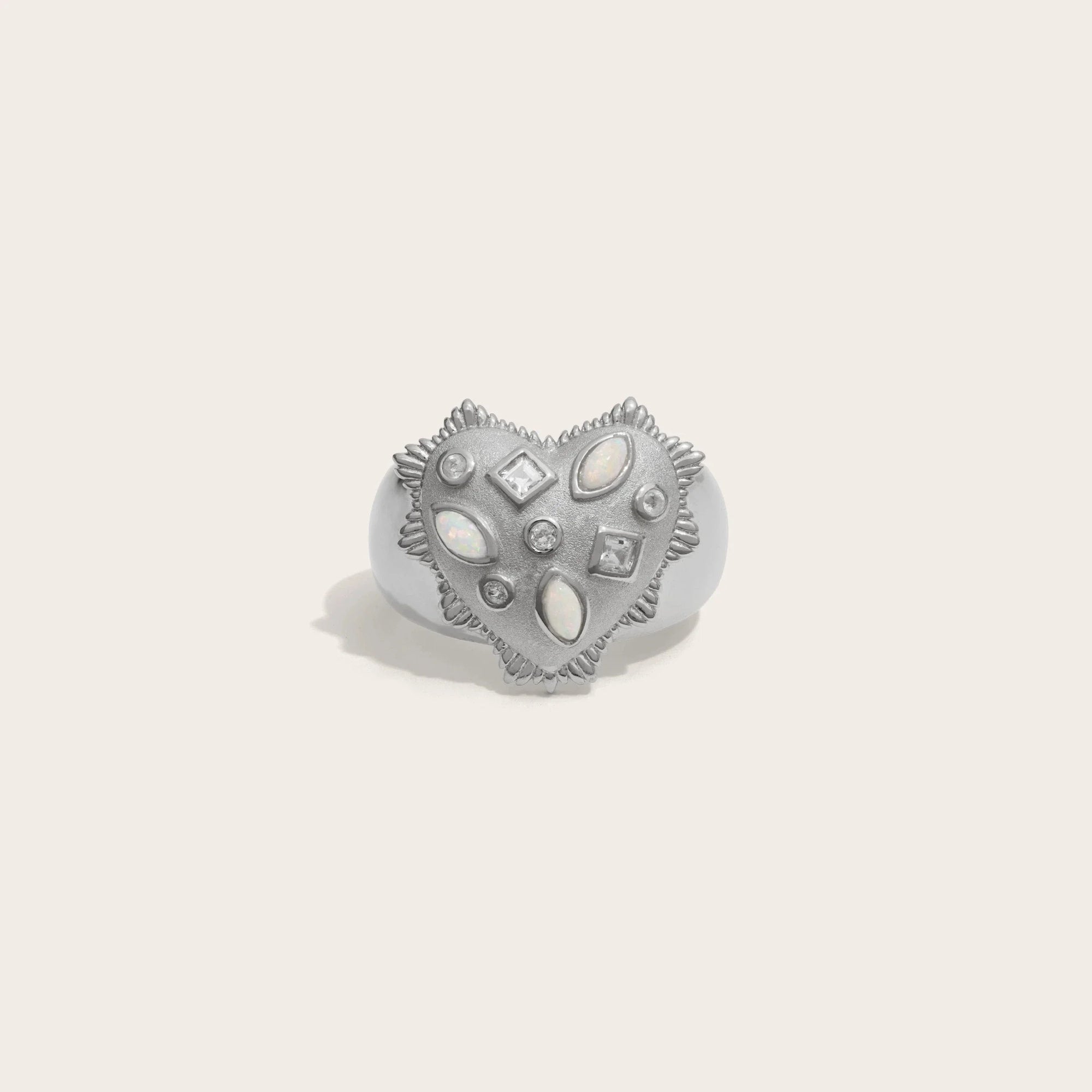 Awe Inspired - White Radiant Heart Ring - 925 Sterling Silver