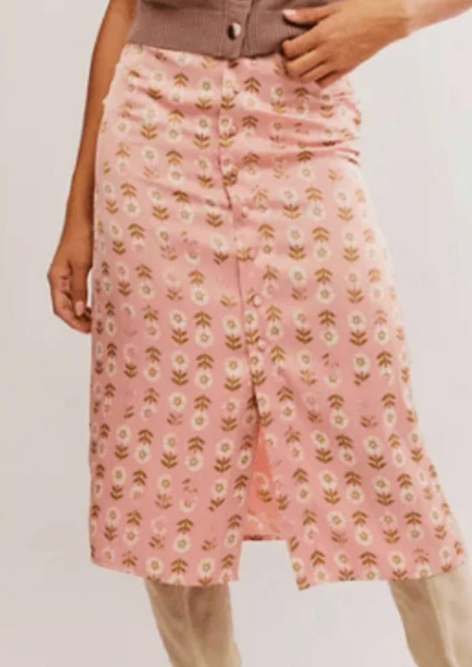 Analise Printed Midi Skirt - Pink