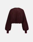 Saemdi - Fig Faux Leather Bomber Jacket -