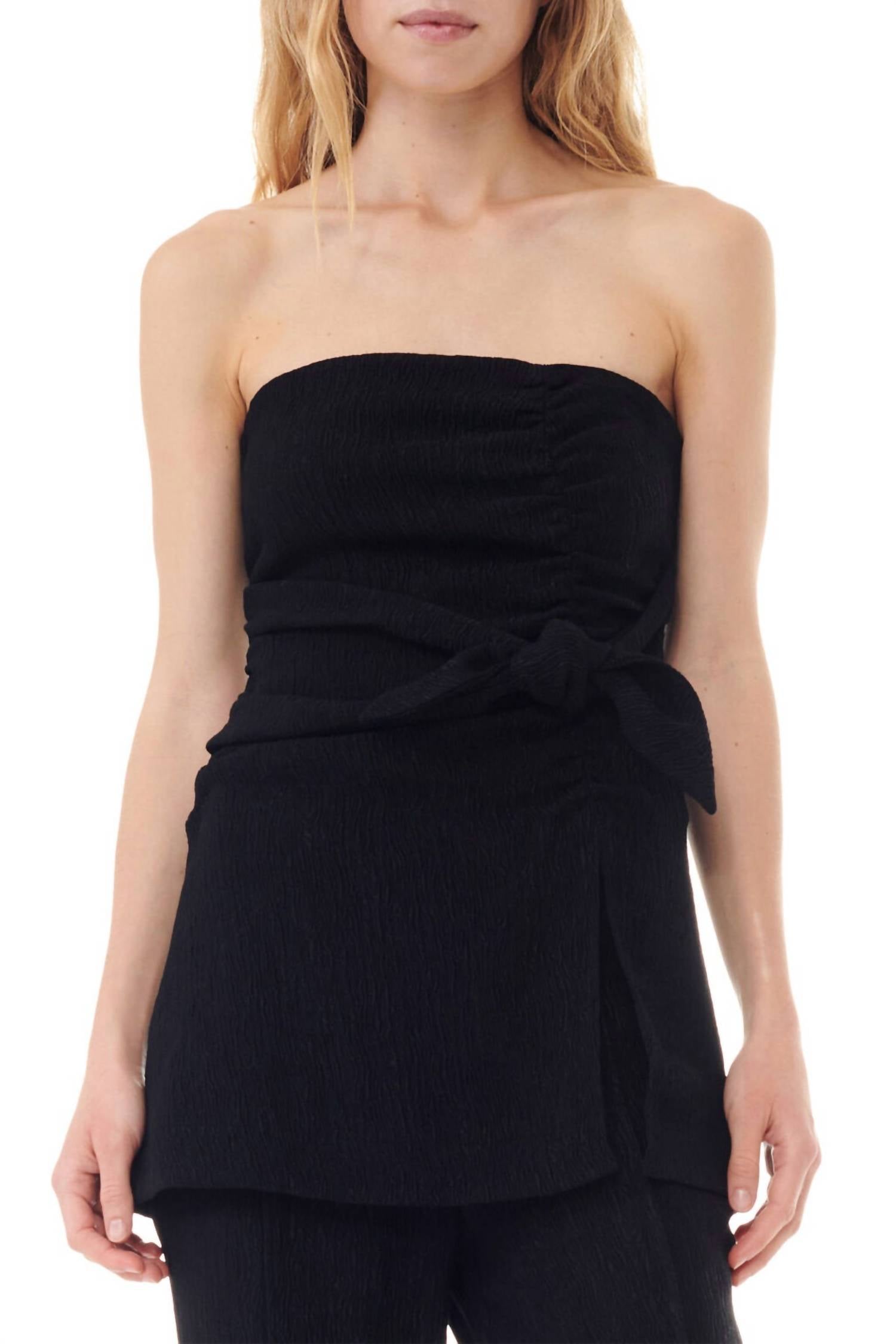 Viscose Stretch Crepe Strapless Top