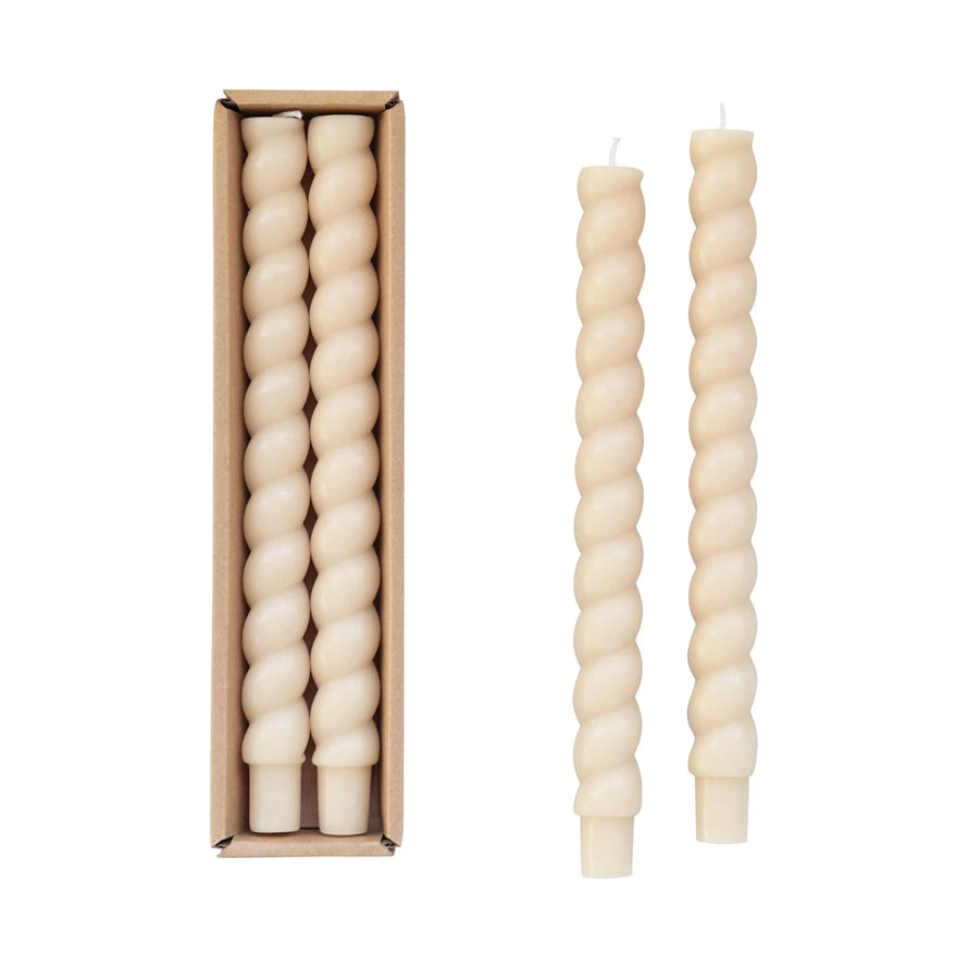 Twisted Taper Candles Set of 2 - Cream