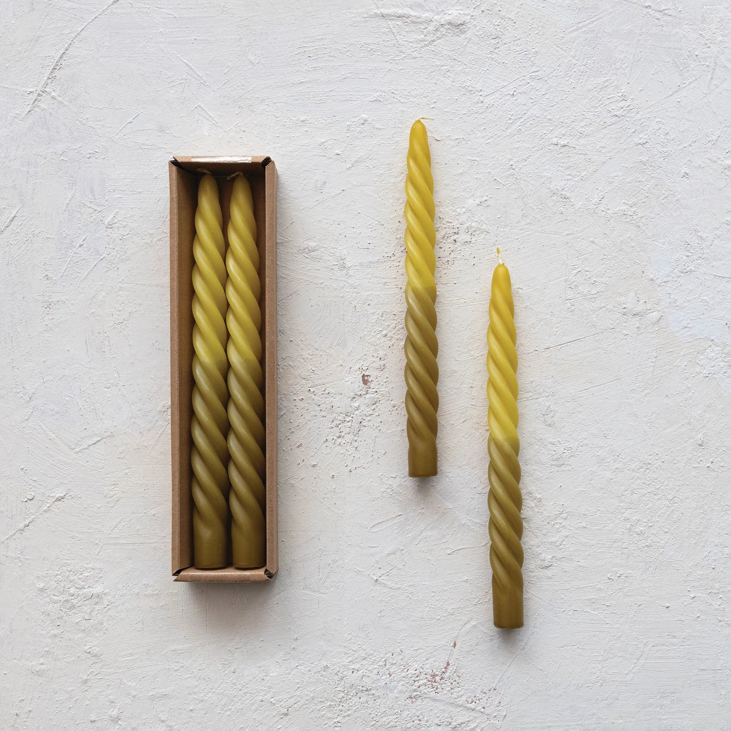 Twisted Taper Candles Set of 2 - Green Ombre