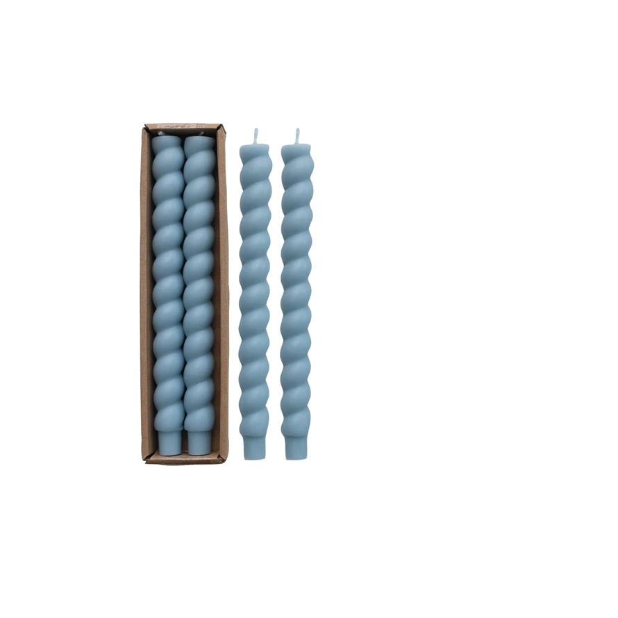 Twisted Taper Candles Set of 2 - Baby Blue